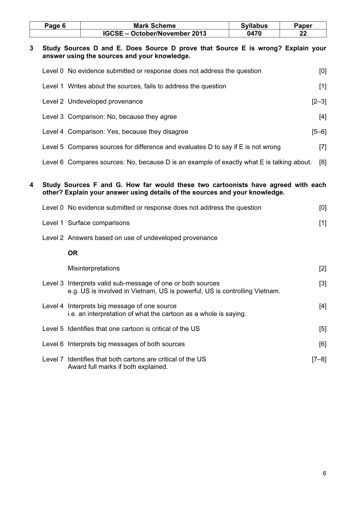 Mark scheme, page 6 of 7