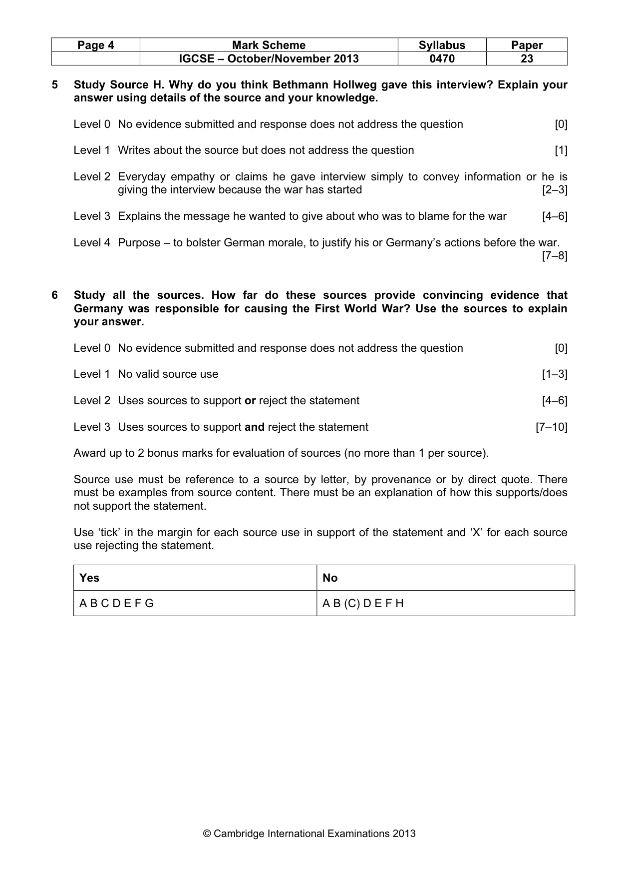Mark scheme, page 4 of 7