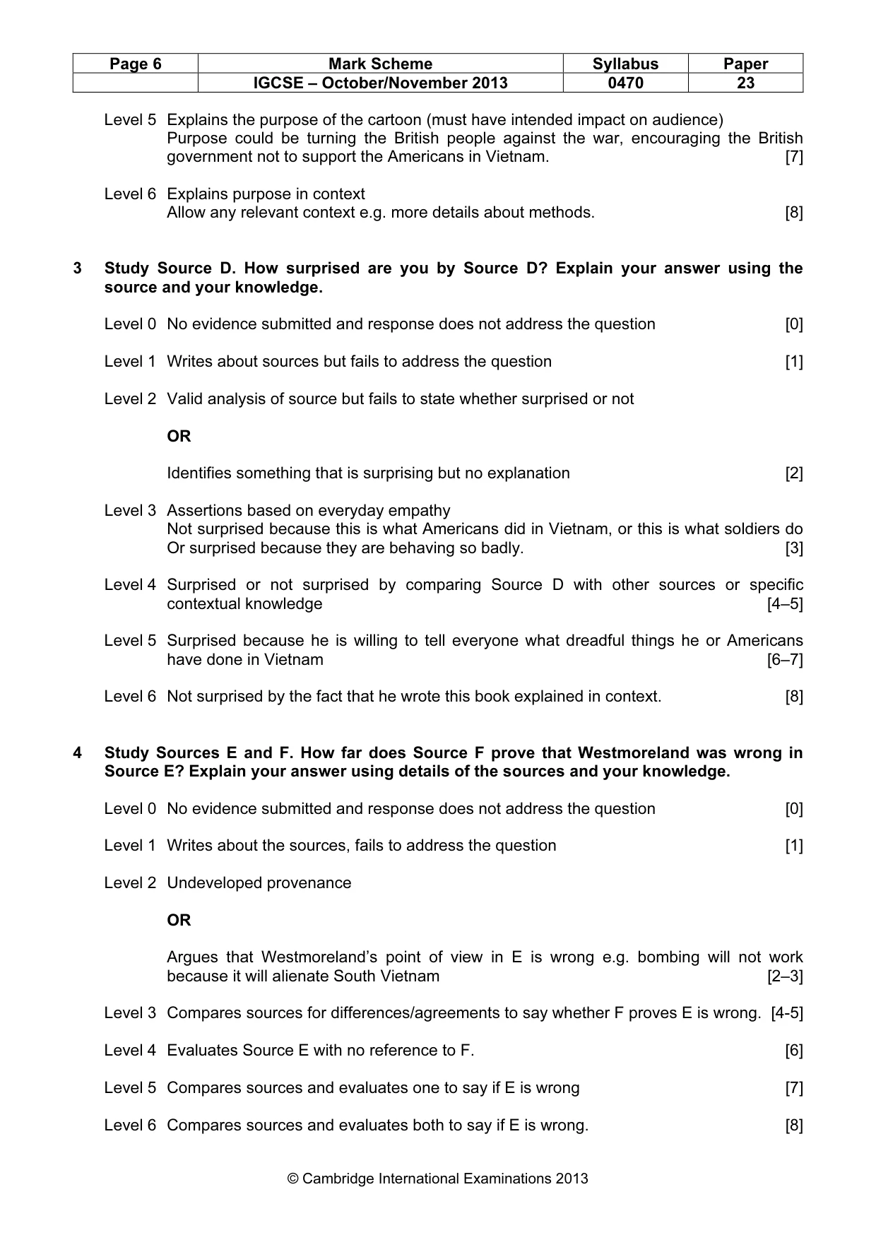Mark scheme, page 6 of 7
