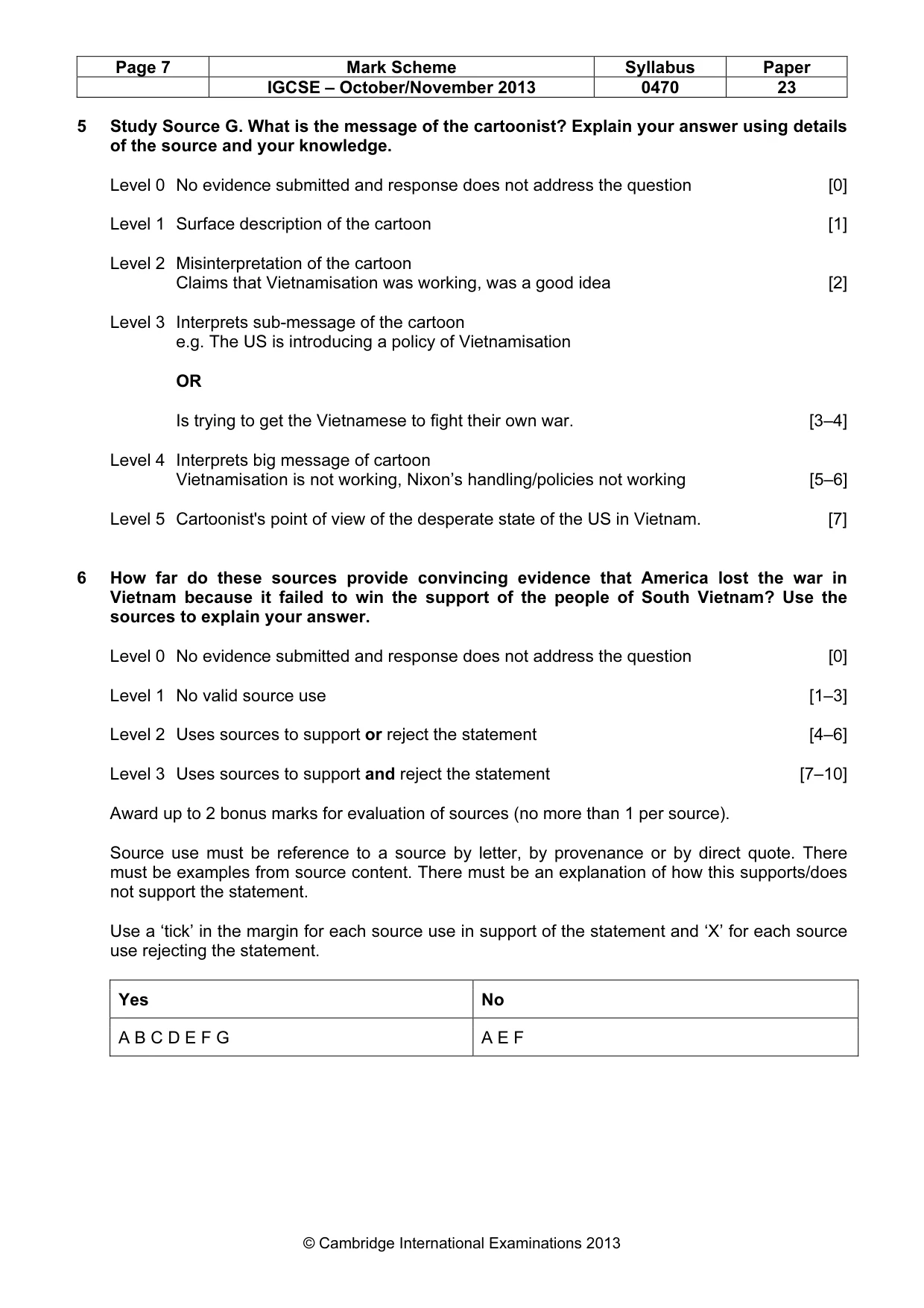Mark scheme, page 7 of 7