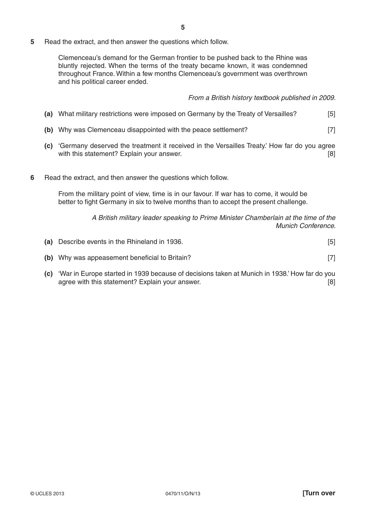Cambridge IGCSE History 0470 2013 Oct/Nov Paper 1 · Variant 1 question paper, page 5 of 20