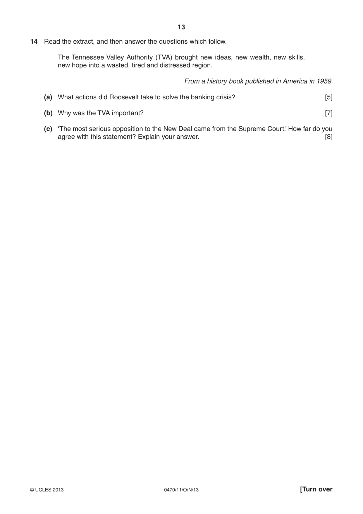 Cambridge IGCSE History 0470 2013 Oct/Nov Paper 1 · Variant 1 question paper, page 13 of 20