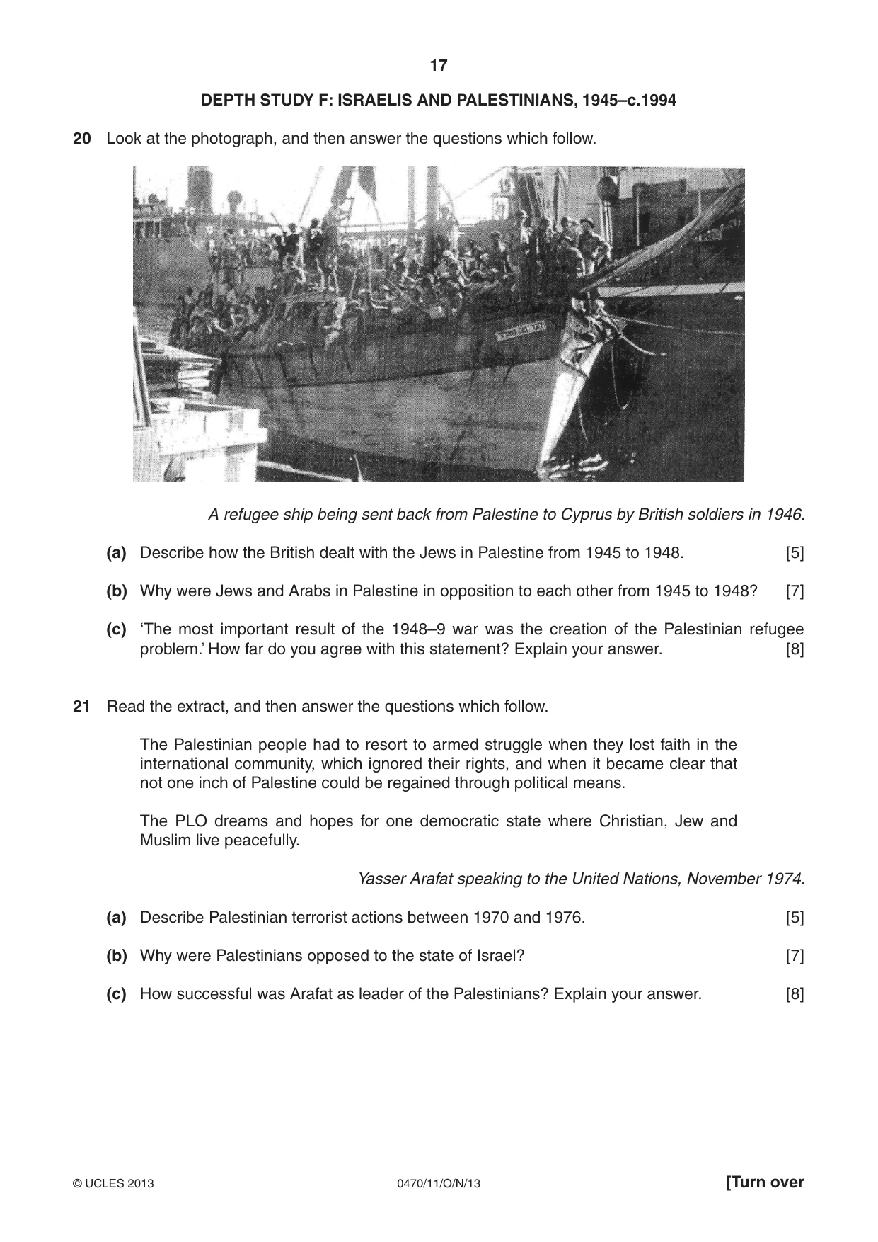 Cambridge IGCSE History 0470 2013 Oct/Nov Paper 1 · Variant 1 question paper, page 17 of 20