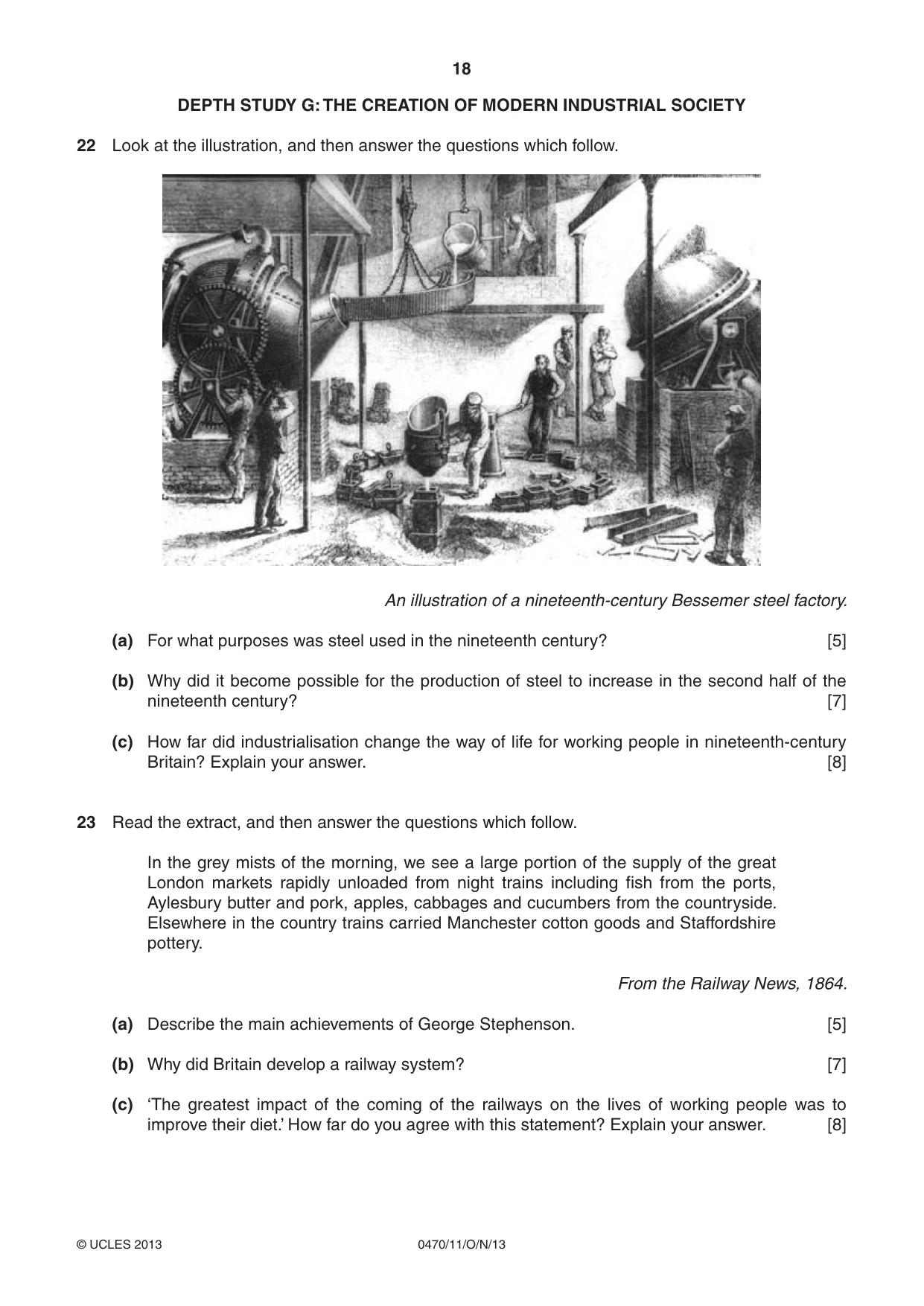 Cambridge IGCSE History 0470 2013 Oct/Nov Paper 1 · Variant 1 question paper, page 18 of 20