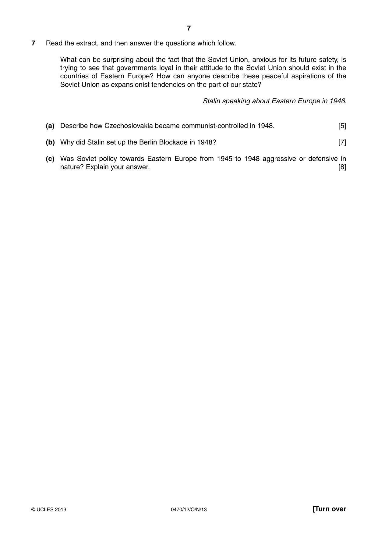 Cambridge IGCSE History 0470 2013 Oct/Nov Paper 1 · Variant 2 question paper, page 7 of 24