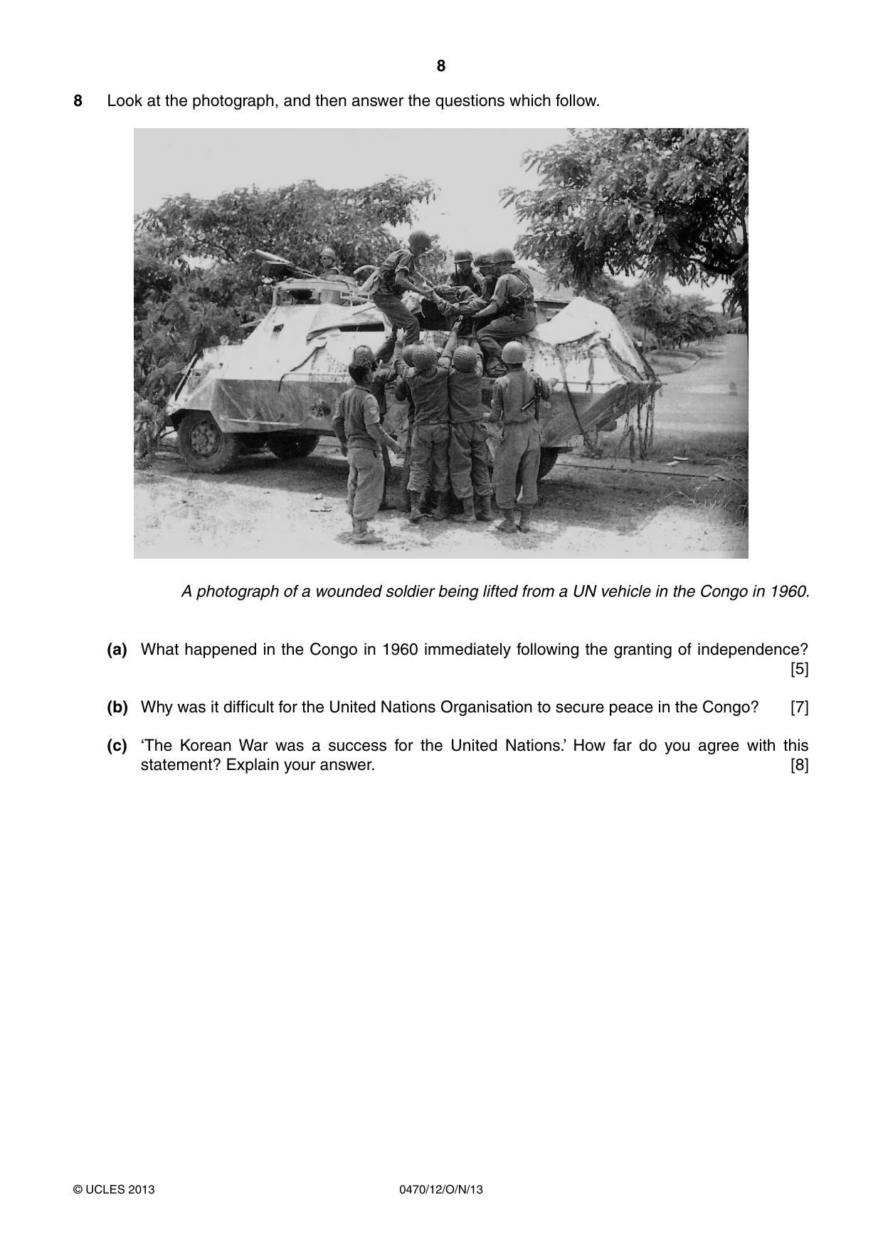 Cambridge IGCSE History 0470 2013 Oct/Nov Paper 1 · Variant 2 question paper, page 8 of 24