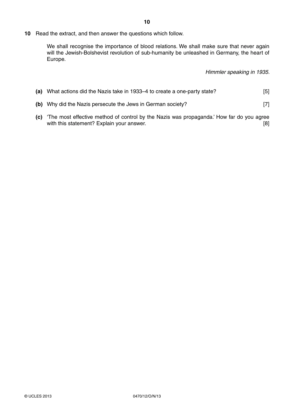 Cambridge IGCSE History 0470 2013 Oct/Nov Paper 1 · Variant 2 question paper, page 10 of 24