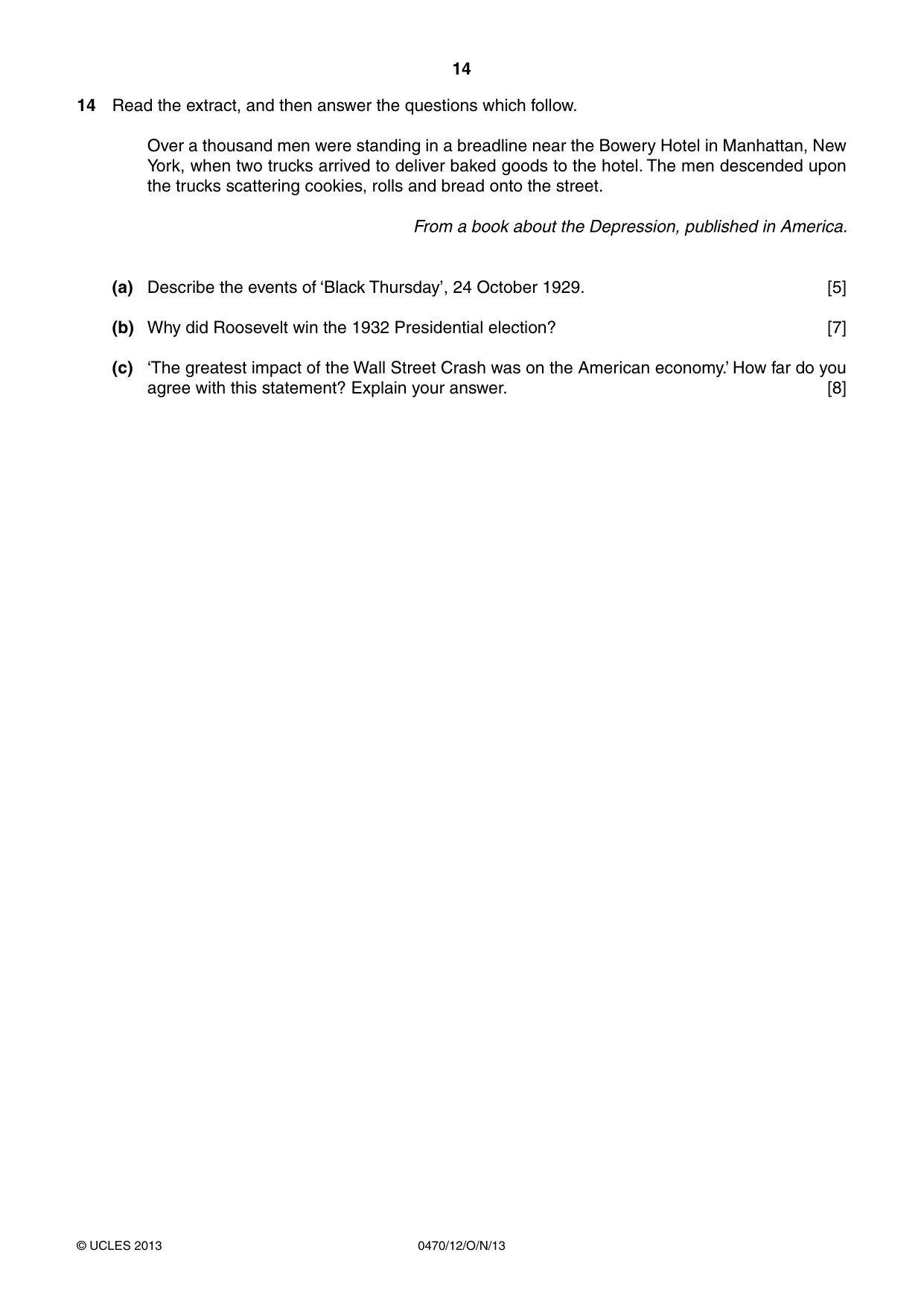 Cambridge IGCSE History 0470 2013 Oct/Nov Paper 1 · Variant 2 question paper, page 14 of 24