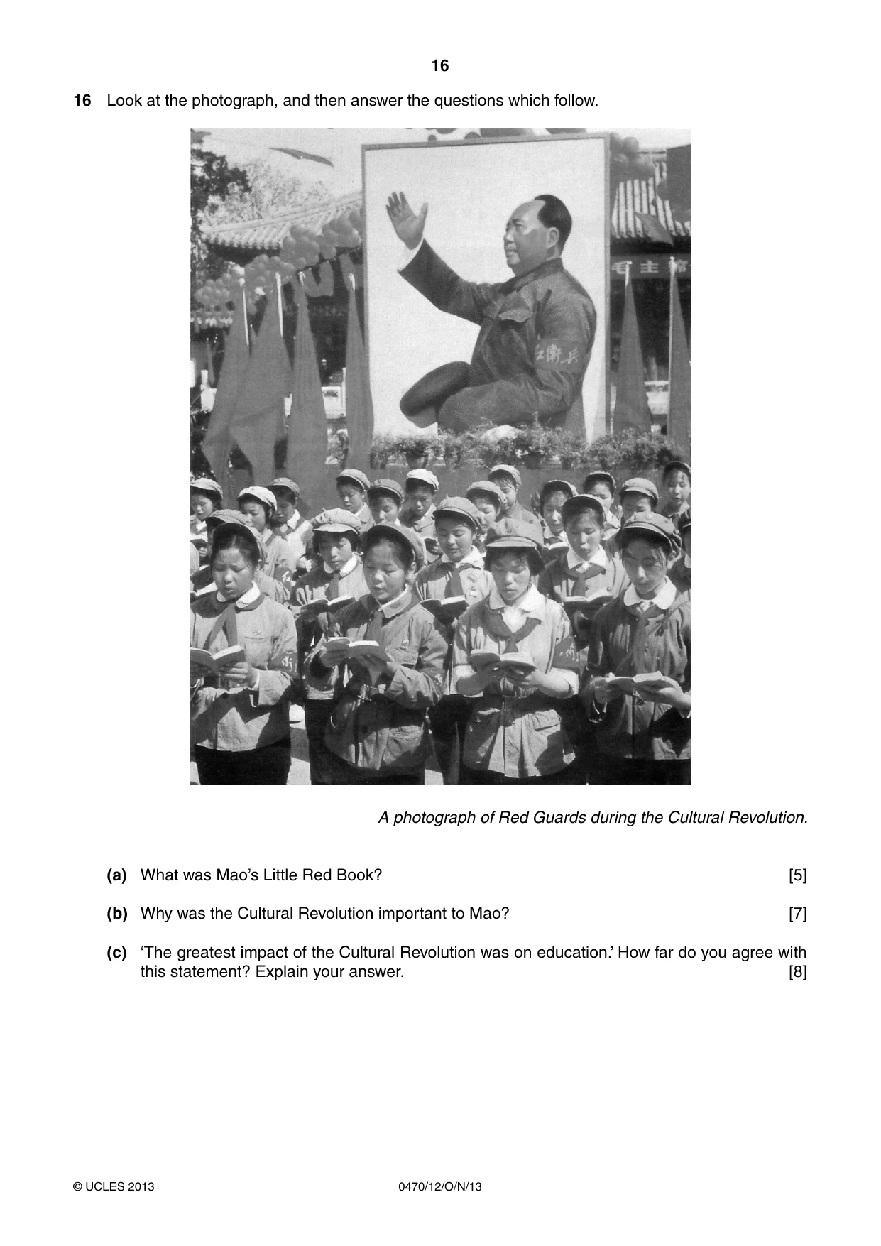 Cambridge IGCSE History 0470 2013 Oct/Nov Paper 1 · Variant 2 question paper, page 16 of 24