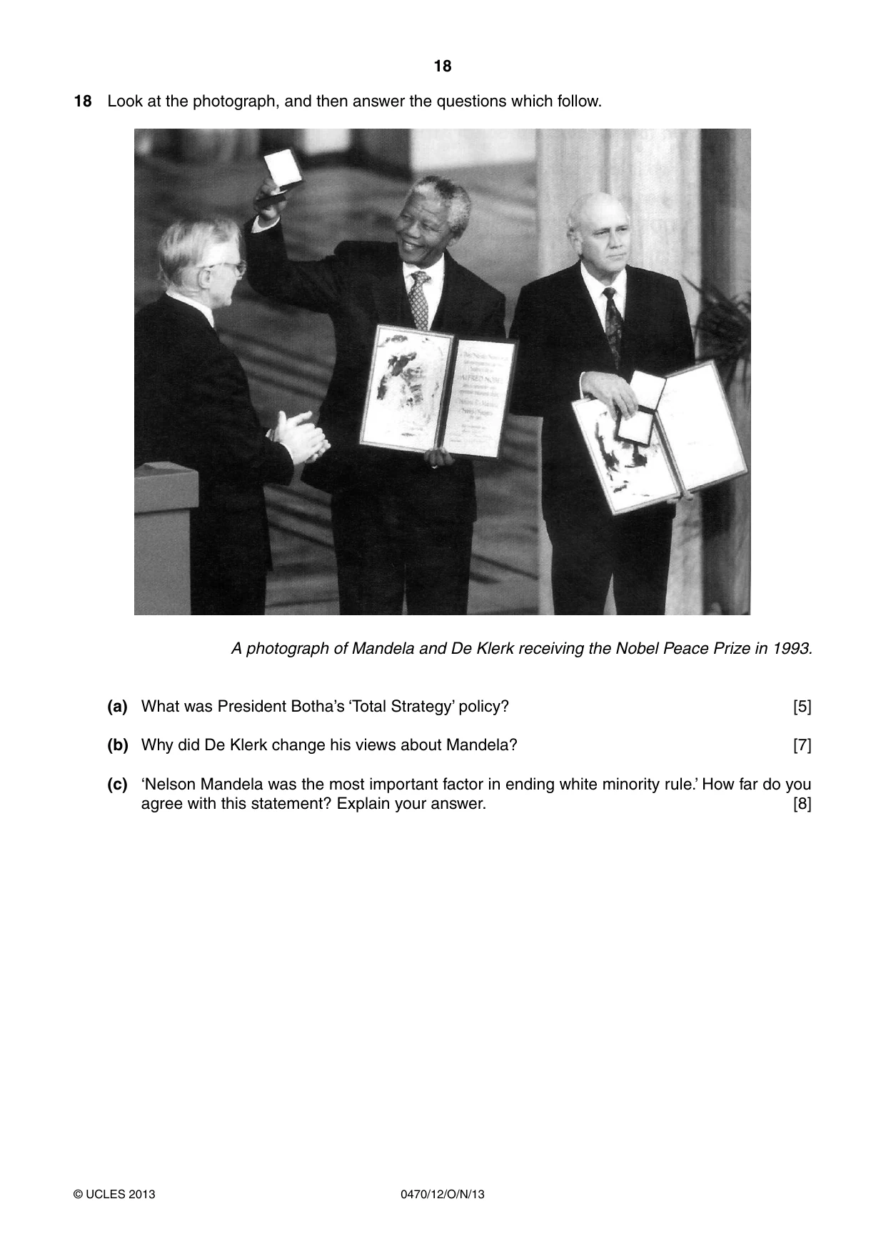 Cambridge IGCSE History 0470 2013 Oct/Nov Paper 1 · Variant 2 question paper, page 18 of 24