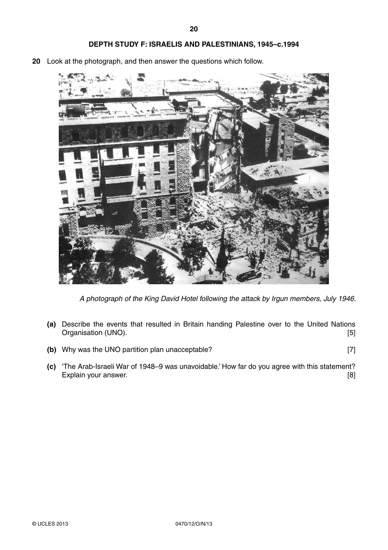 Cambridge IGCSE History 0470 2013 Oct/Nov Paper 1 · Variant 2 question paper, page 20 of 24