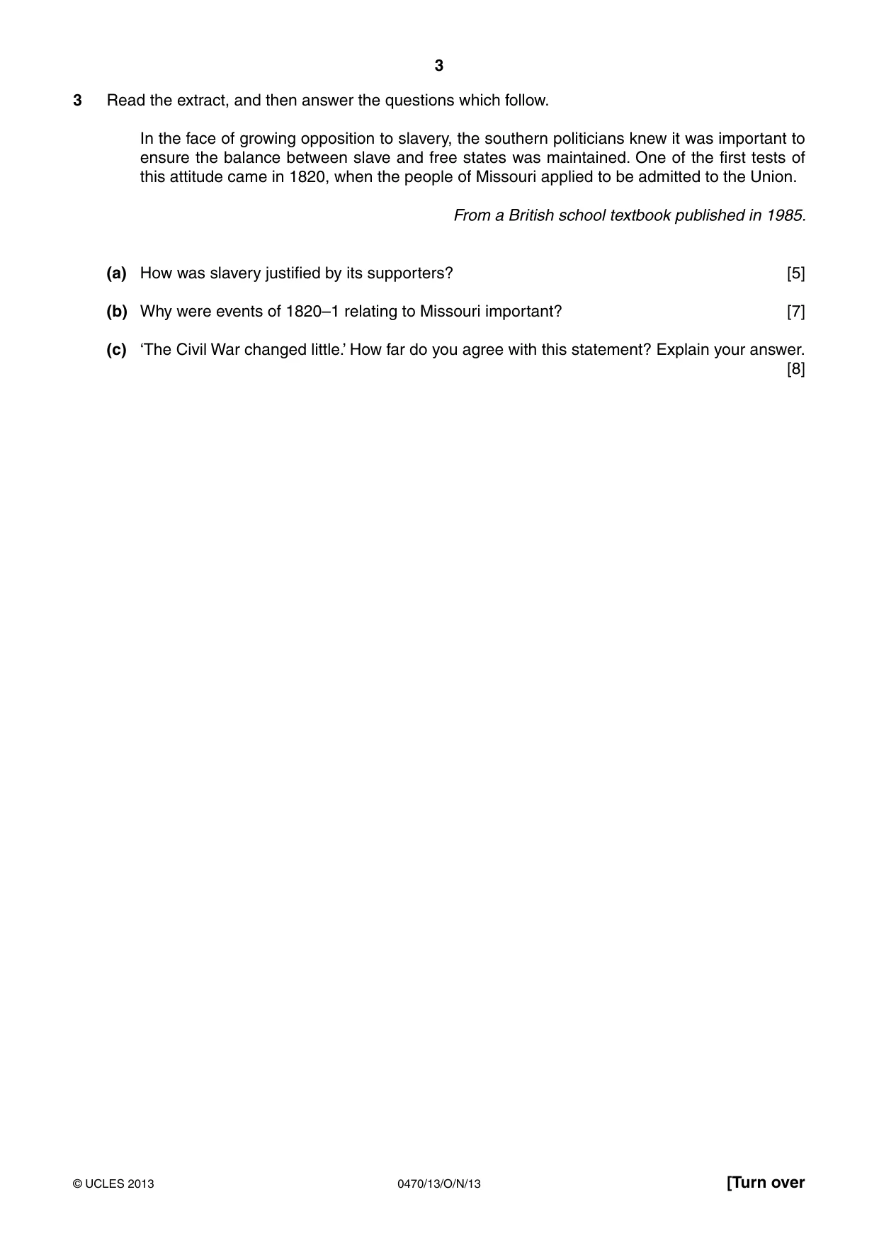 Cambridge IGCSE History 0470 2013 Oct/Nov Paper 1 · Variant 3 question paper, page 3 of 24