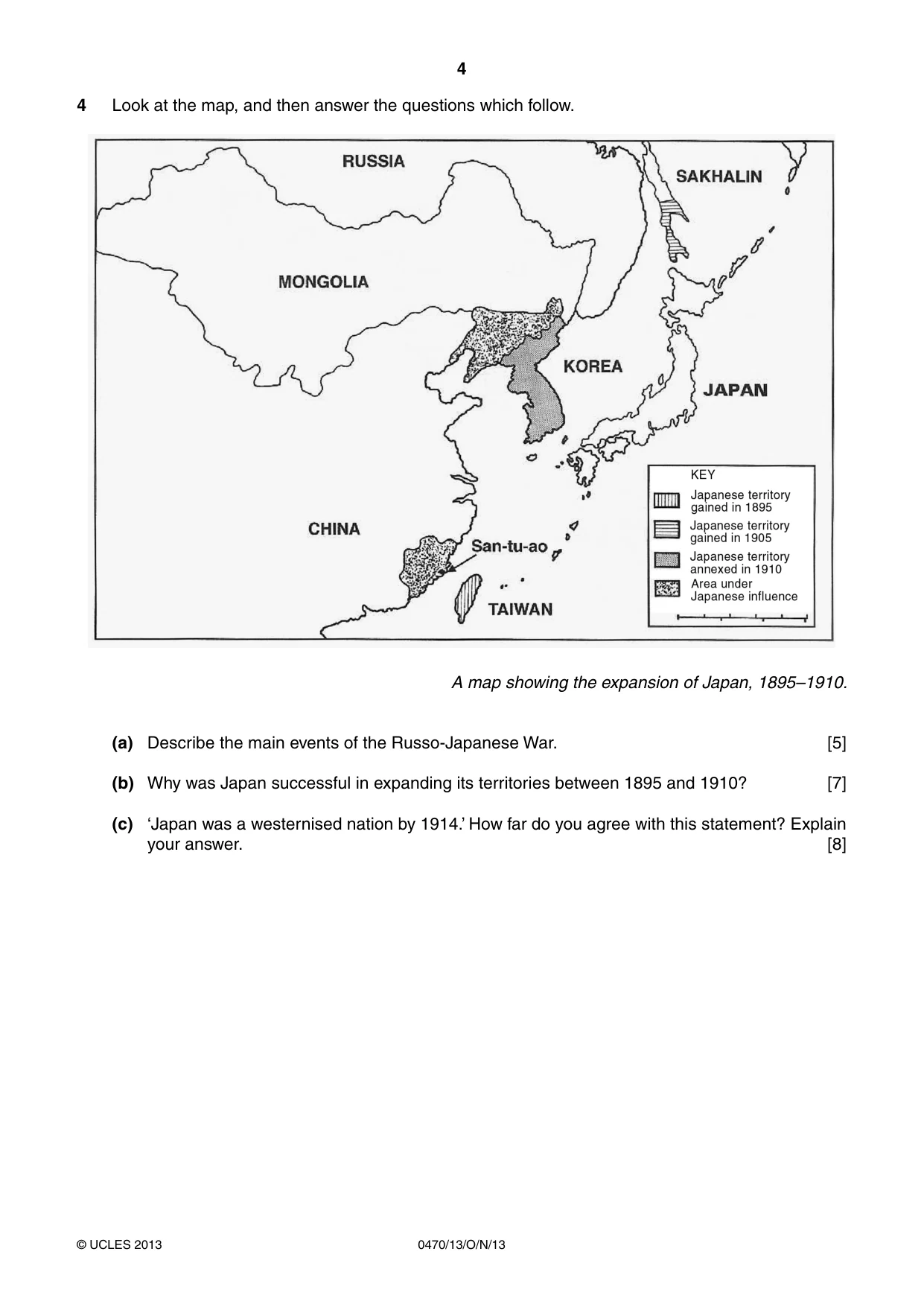 Cambridge IGCSE History 0470 2013 Oct/Nov Paper 1 · Variant 3 question paper, page 4 of 24