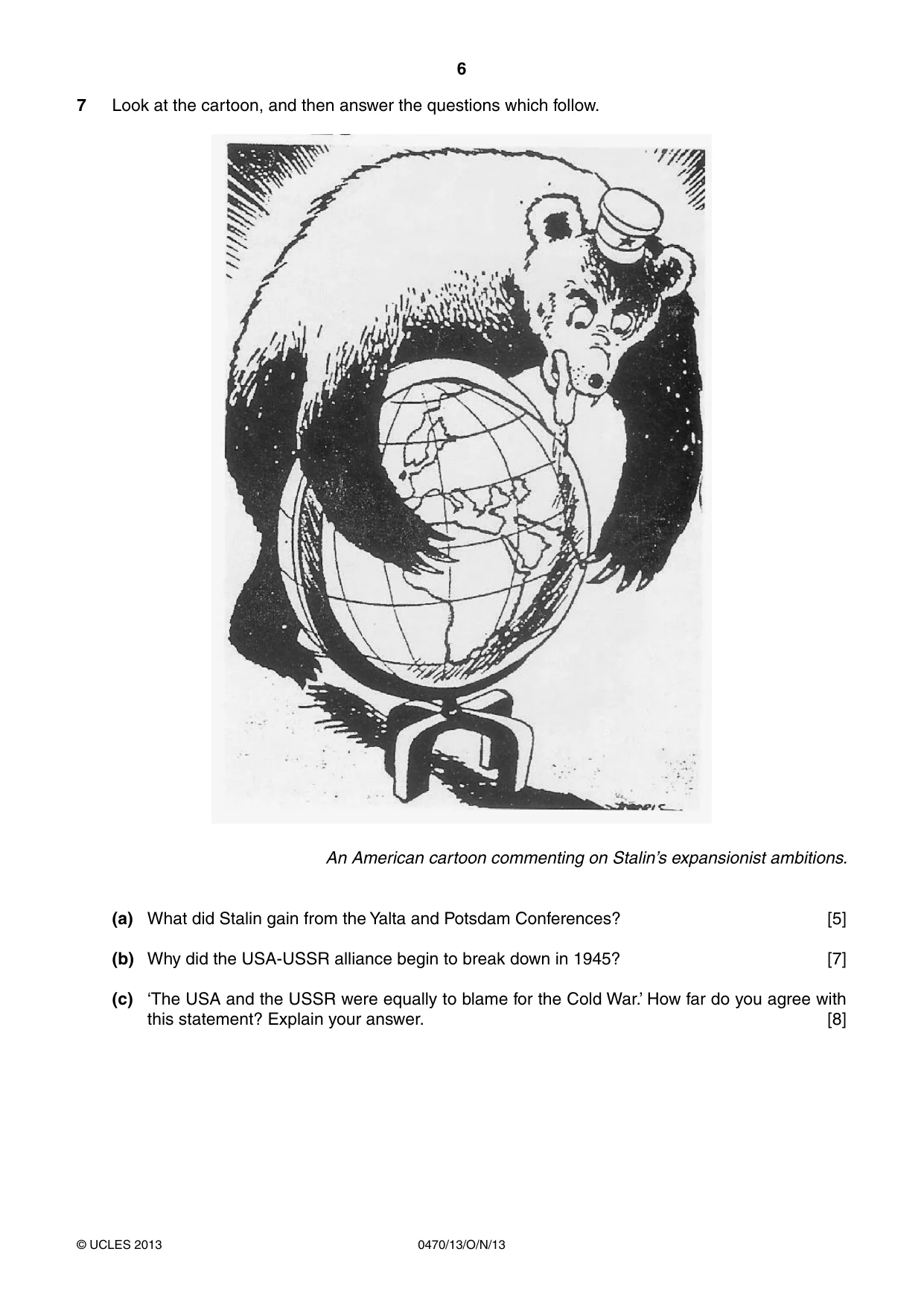Cambridge IGCSE History 0470 2013 Oct/Nov Paper 1 · Variant 3 question paper, page 6 of 24