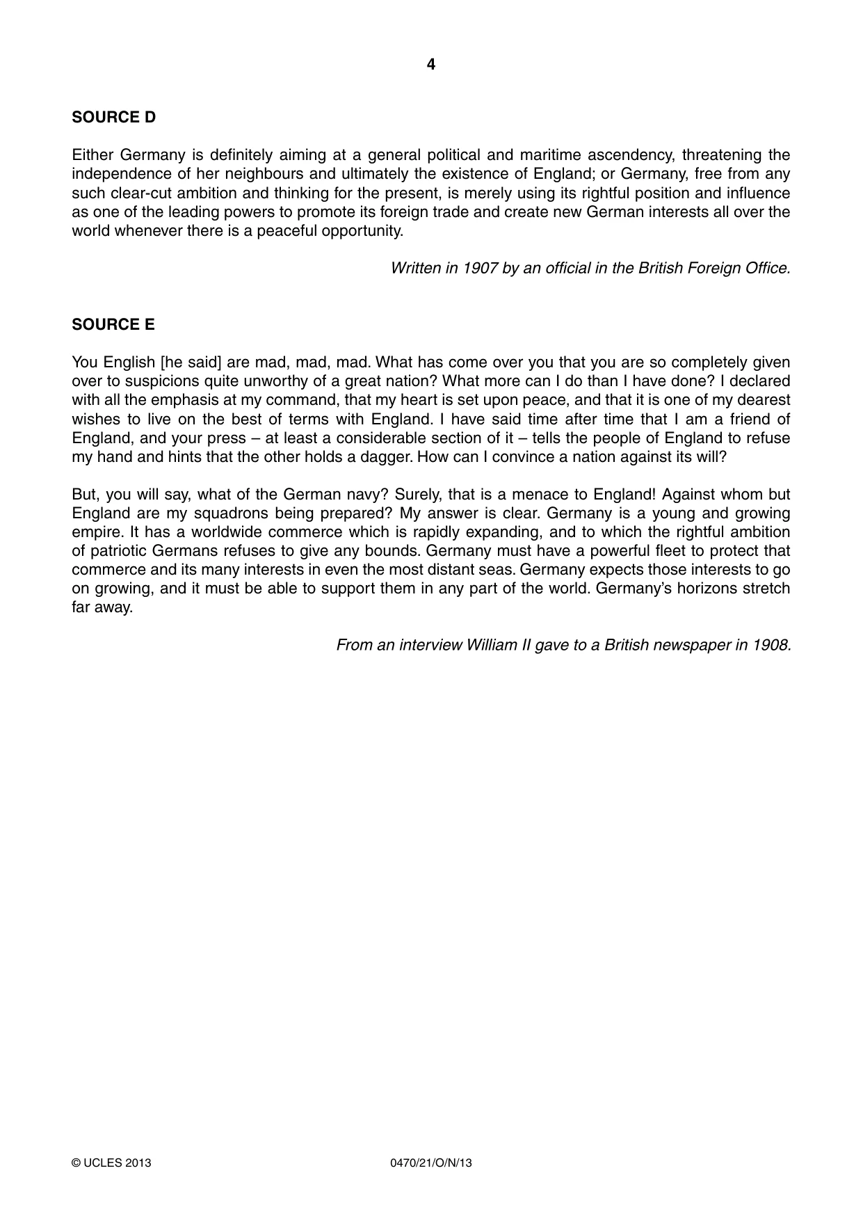 Cambridge IGCSE History 0470 2013 Oct/Nov Paper 2 · Variant 1 question paper, page 4 of 16