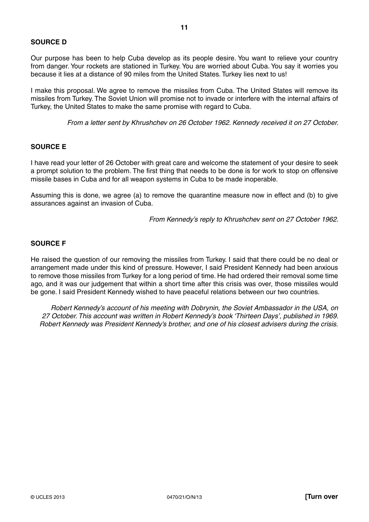 Cambridge IGCSE History 0470 2013 Oct/Nov Paper 2 · Variant 1 question paper, page 11 of 16