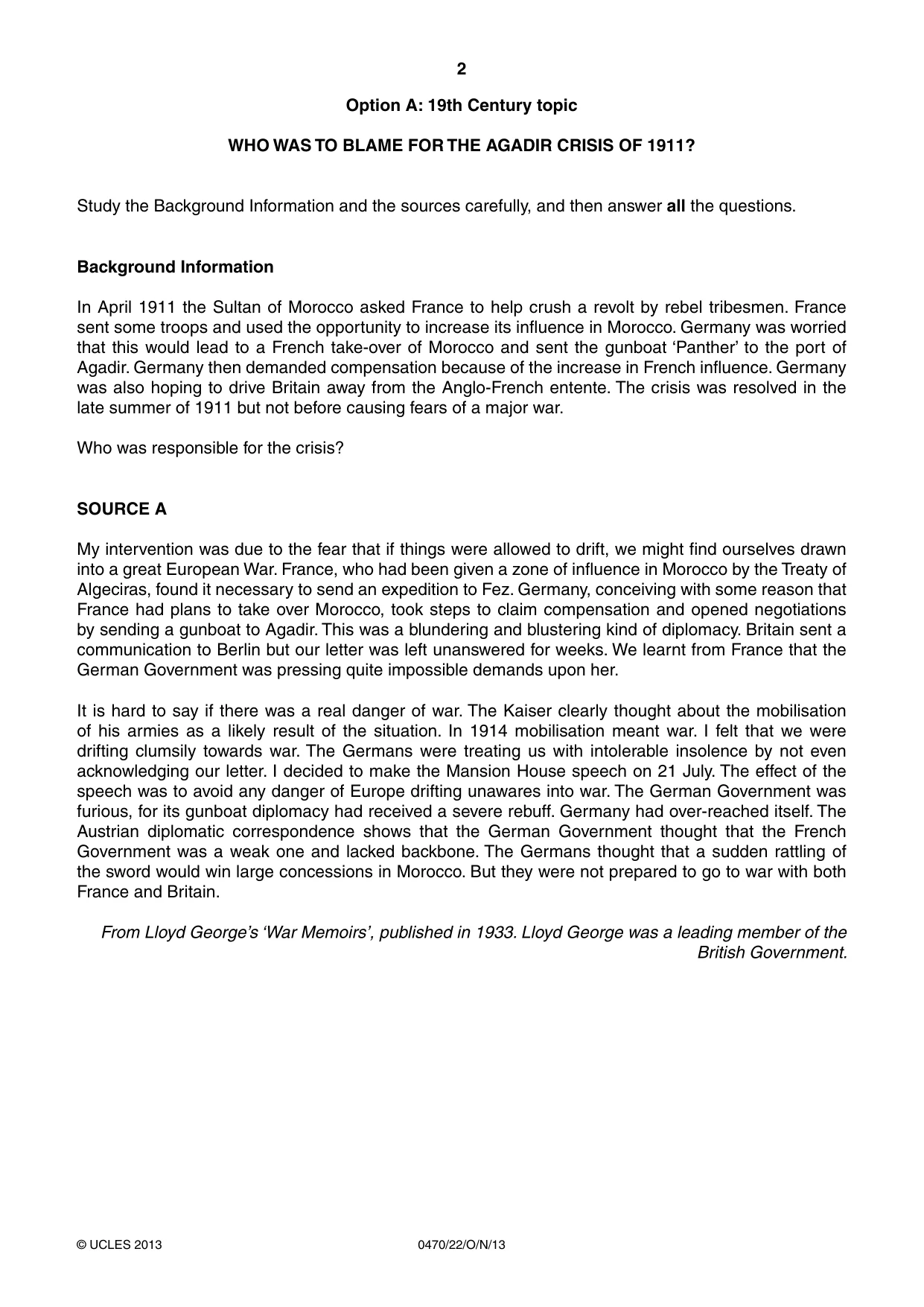 Cambridge IGCSE History 0470 2013 Oct/Nov Paper 2 · Variant 2 question paper, page 2 of 12