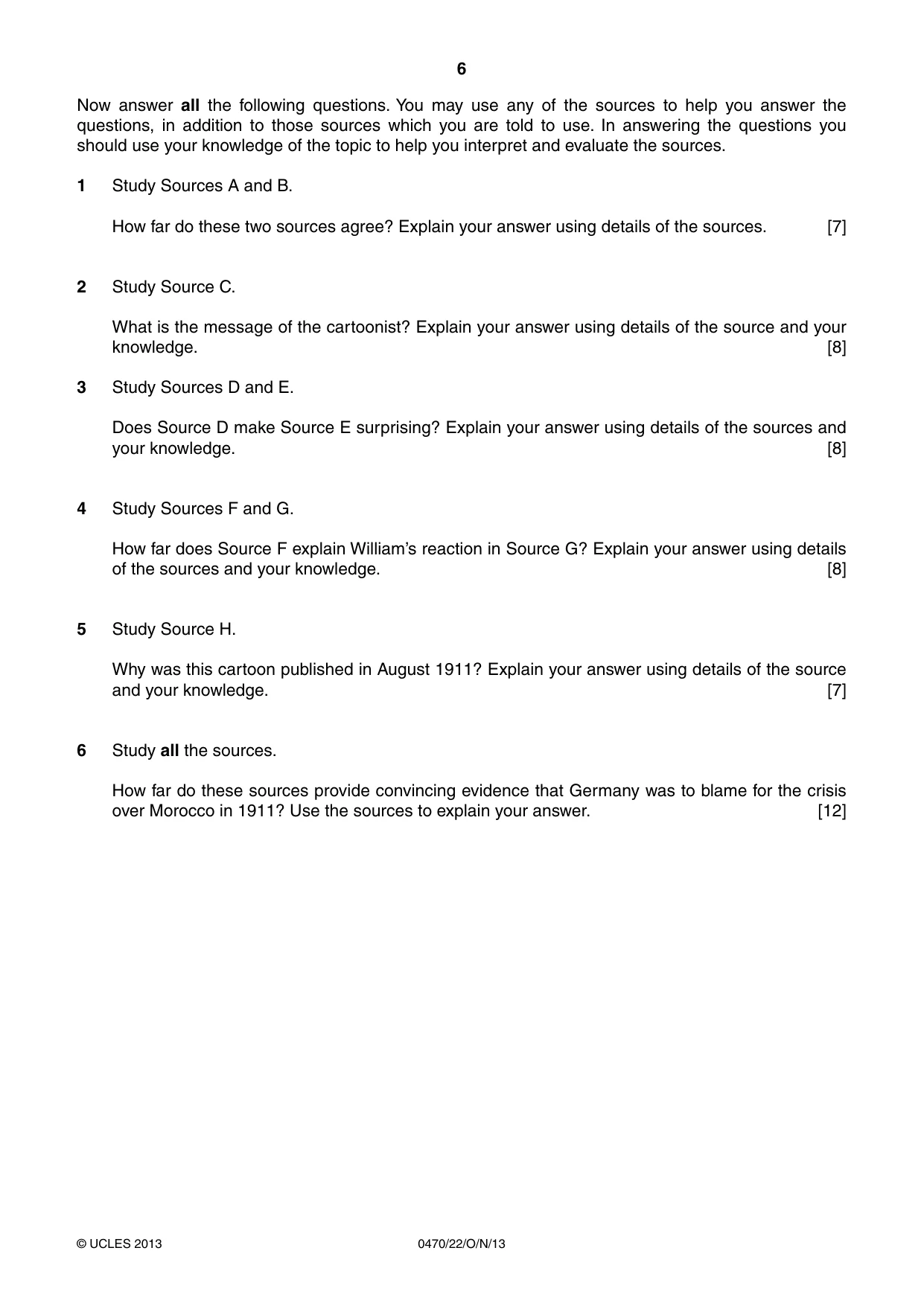 Cambridge IGCSE History 0470 2013 Oct/Nov Paper 2 · Variant 2 question paper, page 6 of 12
