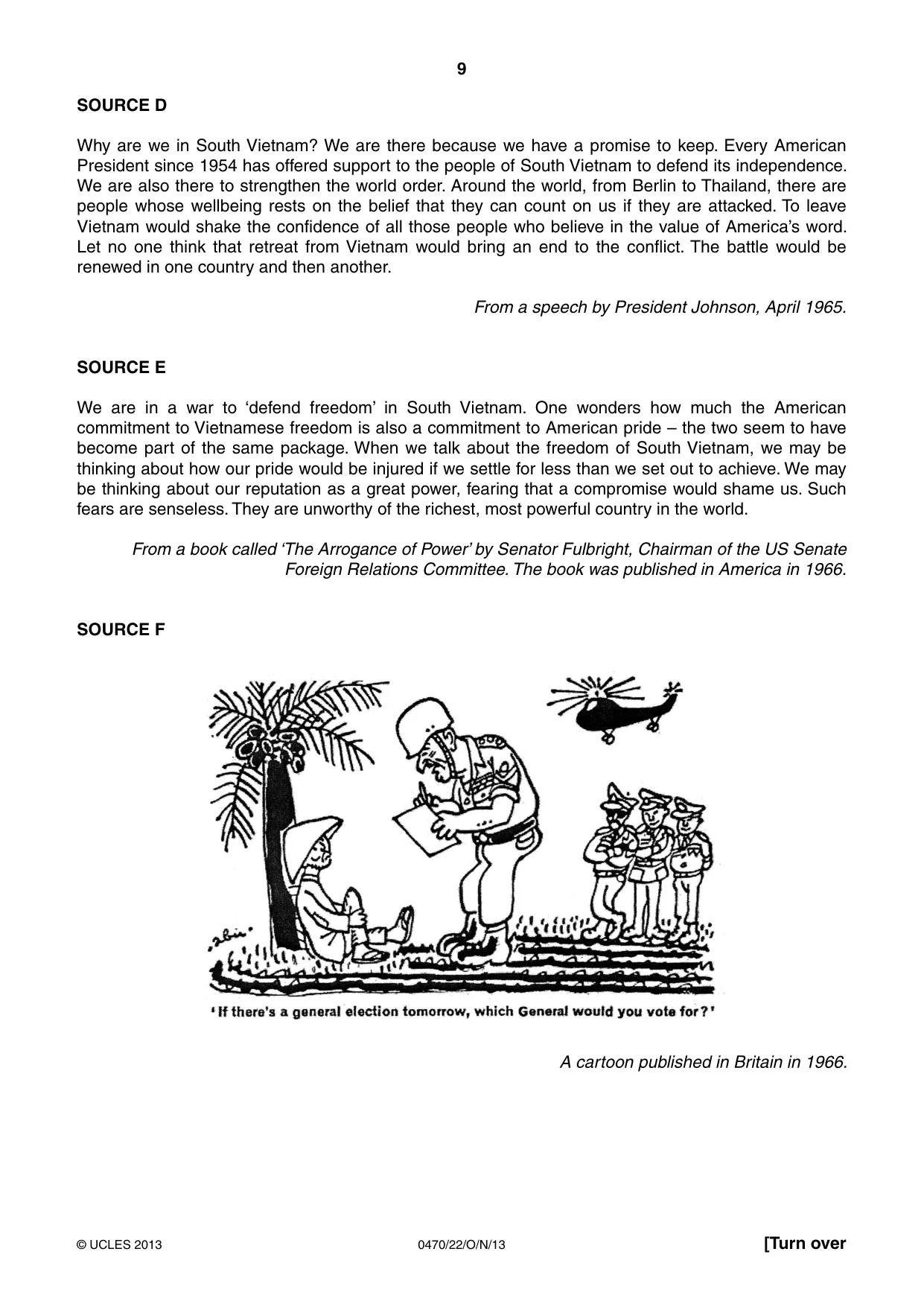 Cambridge IGCSE History 0470 2013 Oct/Nov Paper 2 · Variant 2 question paper, page 9 of 12