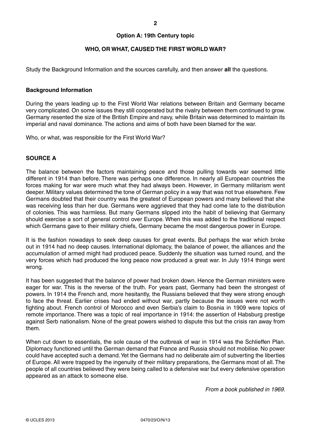 Cambridge IGCSE History 0470 2013 Oct/Nov Paper 2 · Variant 3 question paper, page 2 of 12