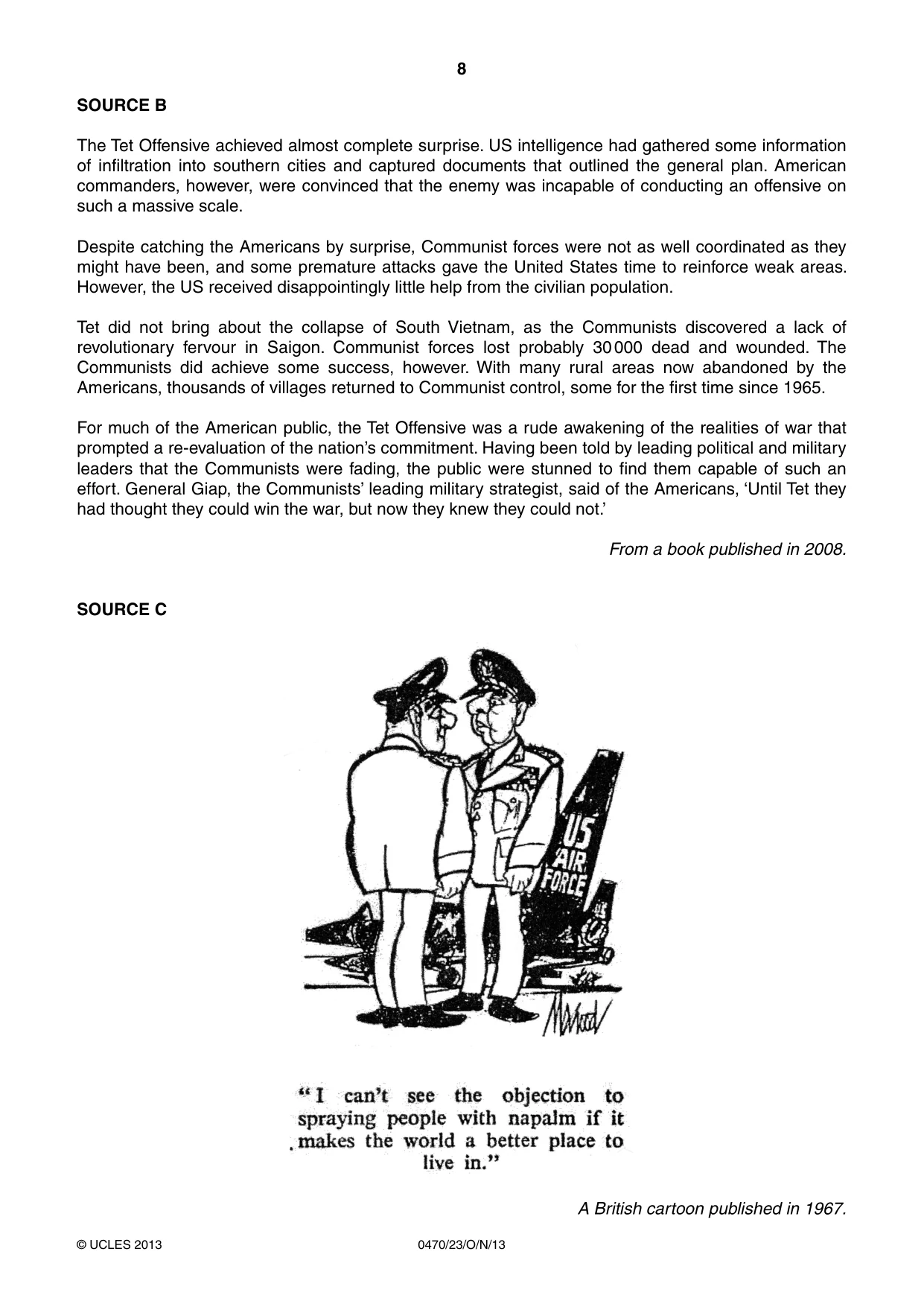 Cambridge IGCSE History 0470 2013 Oct/Nov Paper 2 · Variant 3 question paper, page 8 of 12