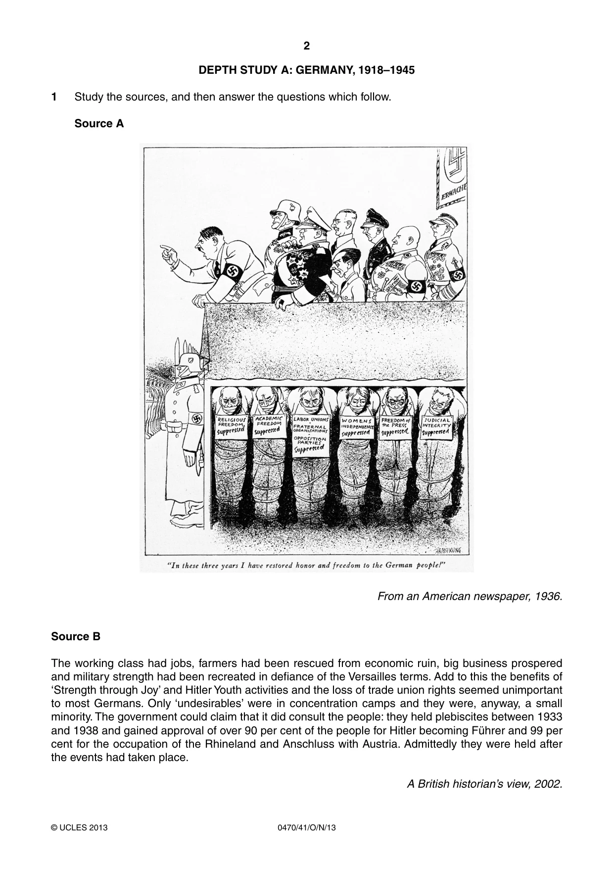Cambridge IGCSE History 0470 2013 Oct/Nov Paper 4 · Variant 1 question paper, page 2 of 12