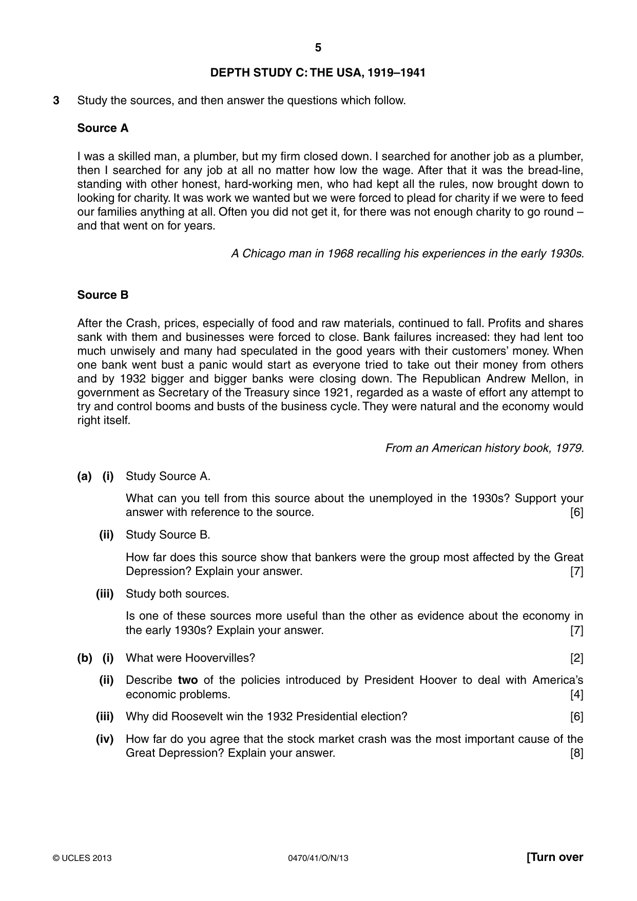 Cambridge IGCSE History 0470 2013 Oct/Nov Paper 4 · Variant 1 question paper, page 5 of 12