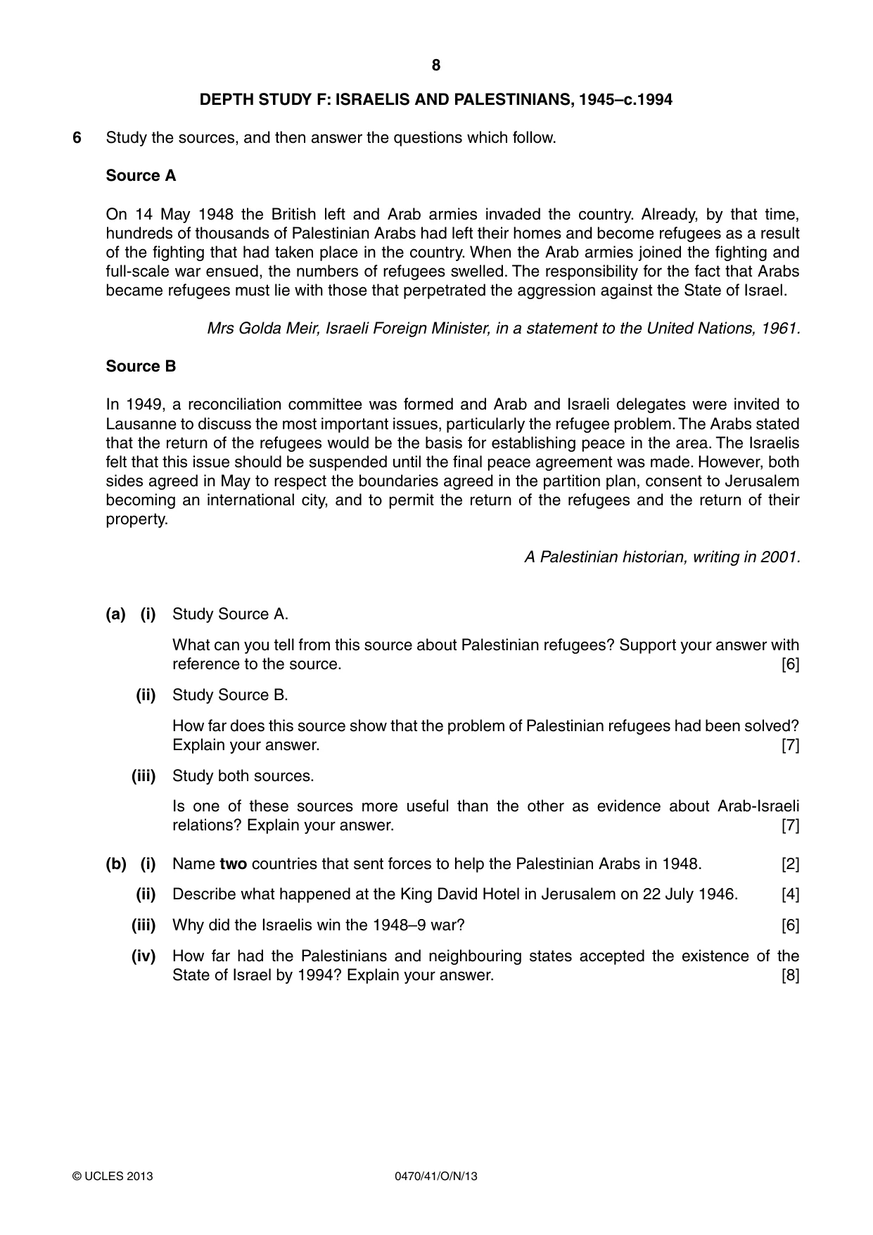 Cambridge IGCSE History 0470 2013 Oct/Nov Paper 4 · Variant 1 question paper, page 8 of 12