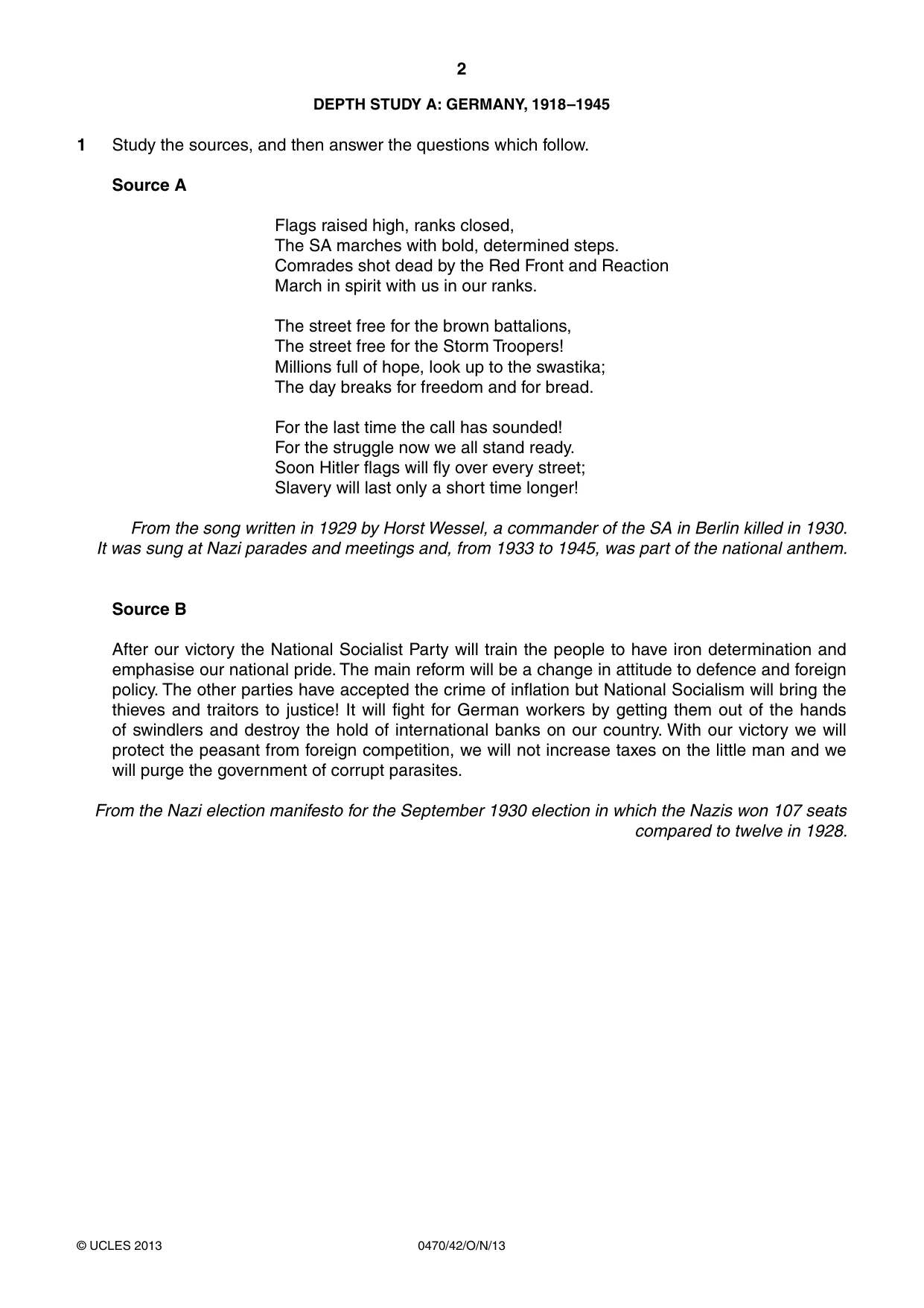 Cambridge IGCSE History 0470 2013 Oct/Nov Paper 4 · Variant 2 question paper, page 2 of 12