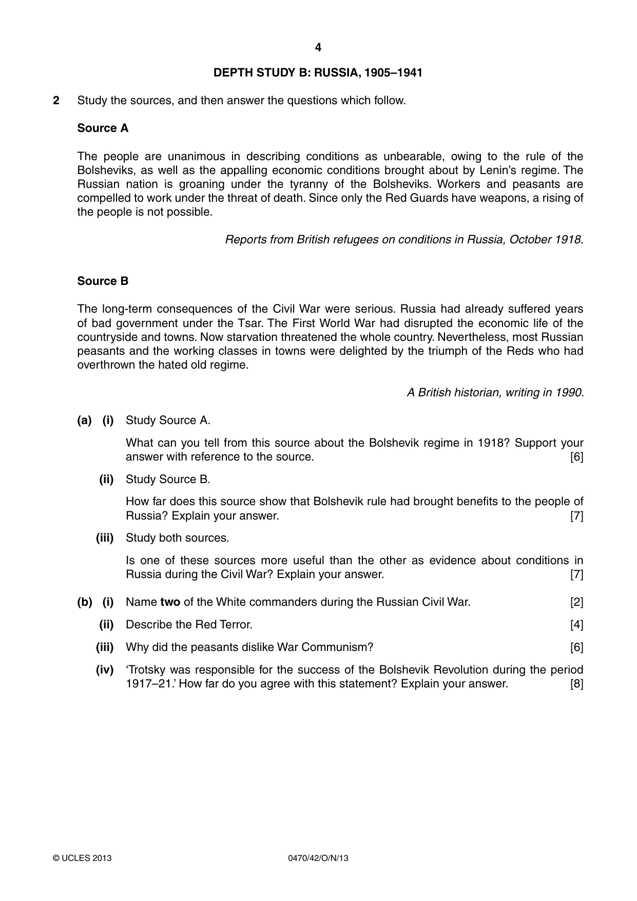 Cambridge IGCSE History 0470 2013 Oct/Nov Paper 4 · Variant 2 question paper, page 4 of 12