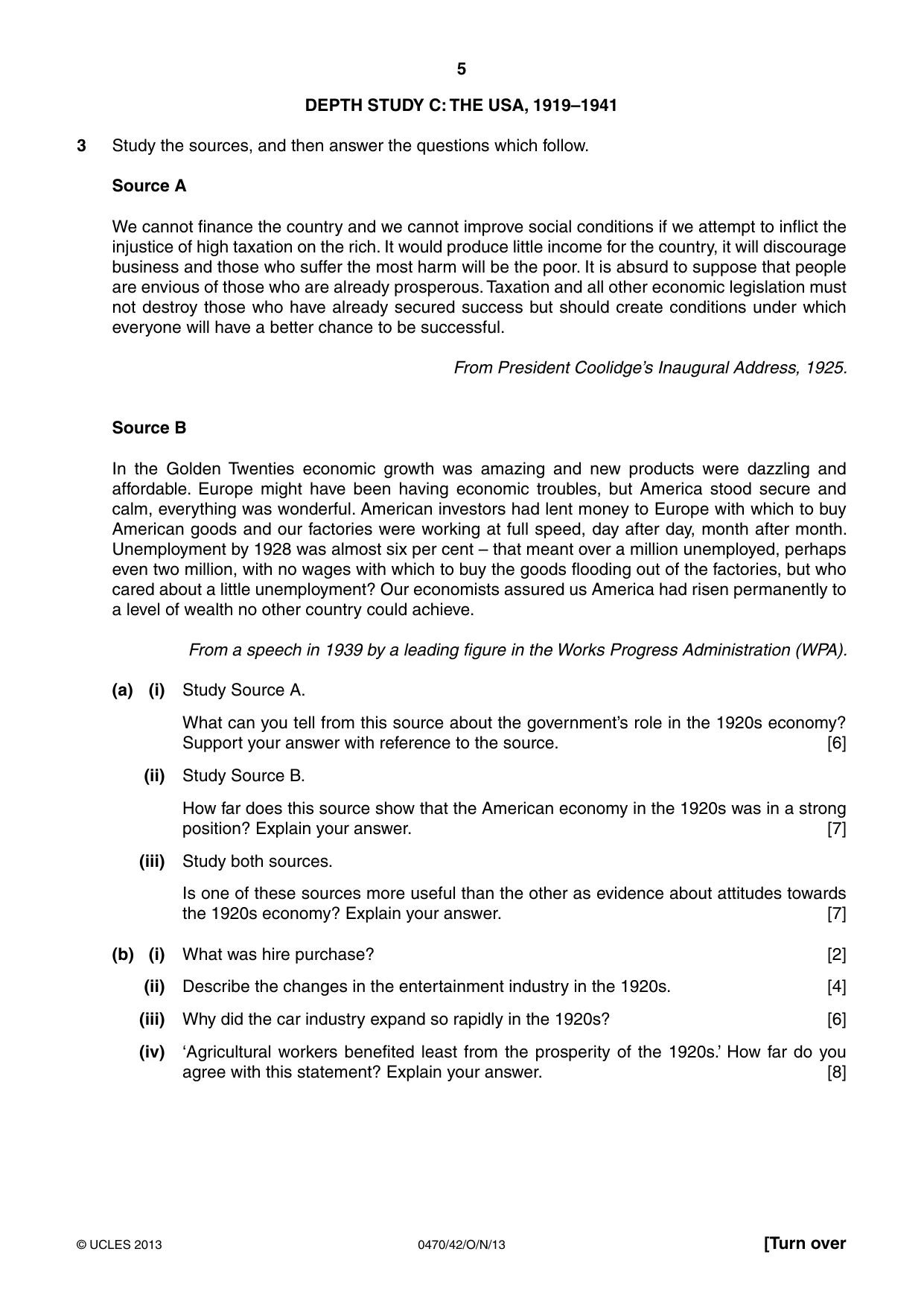 Cambridge IGCSE History 0470 2013 Oct/Nov Paper 4 · Variant 2 question paper, page 5 of 12