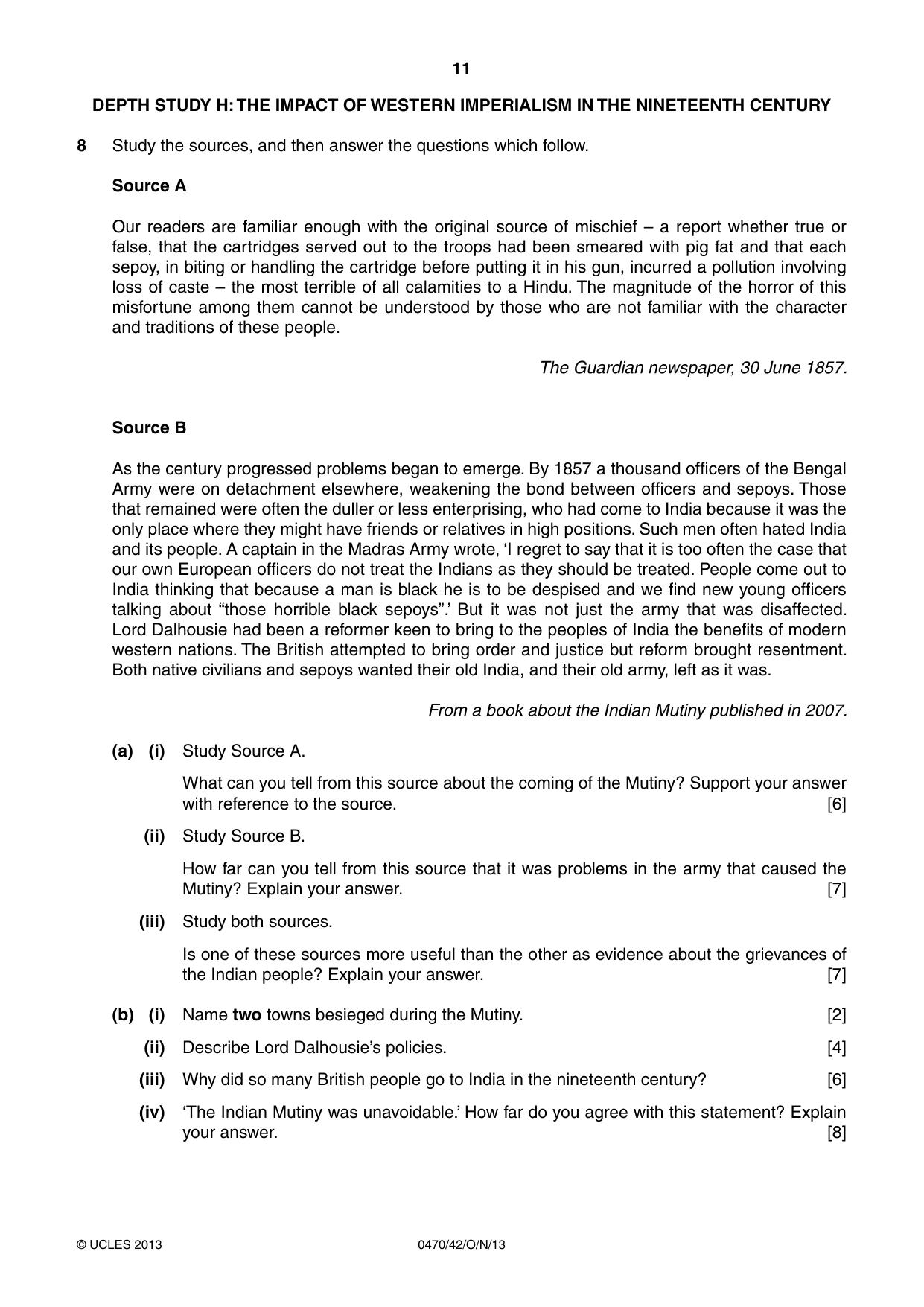 Cambridge IGCSE History 0470 2013 Oct/Nov Paper 4 · Variant 2 question paper, page 11 of 12
