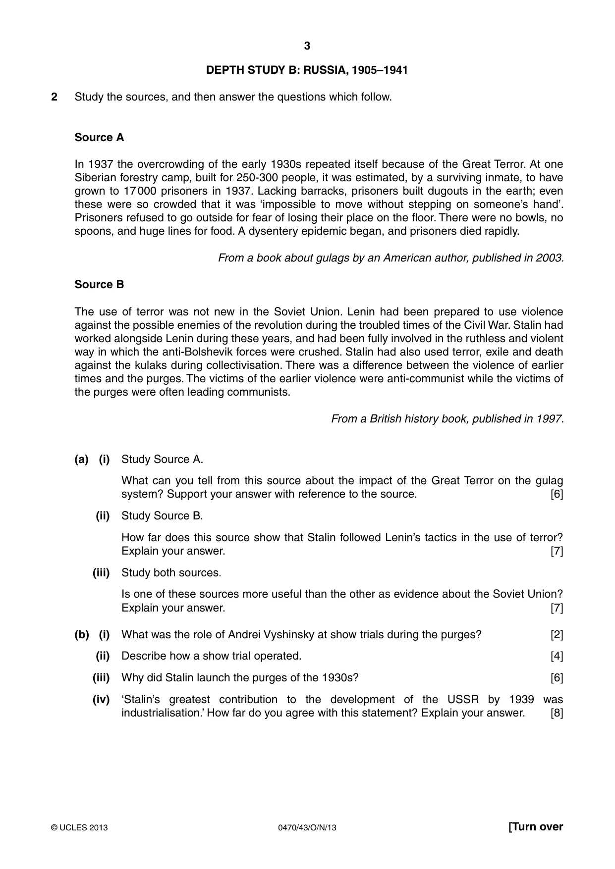 Cambridge IGCSE History 0470 2013 Oct/Nov Paper 4 · Variant 3 question paper, page 3 of 12