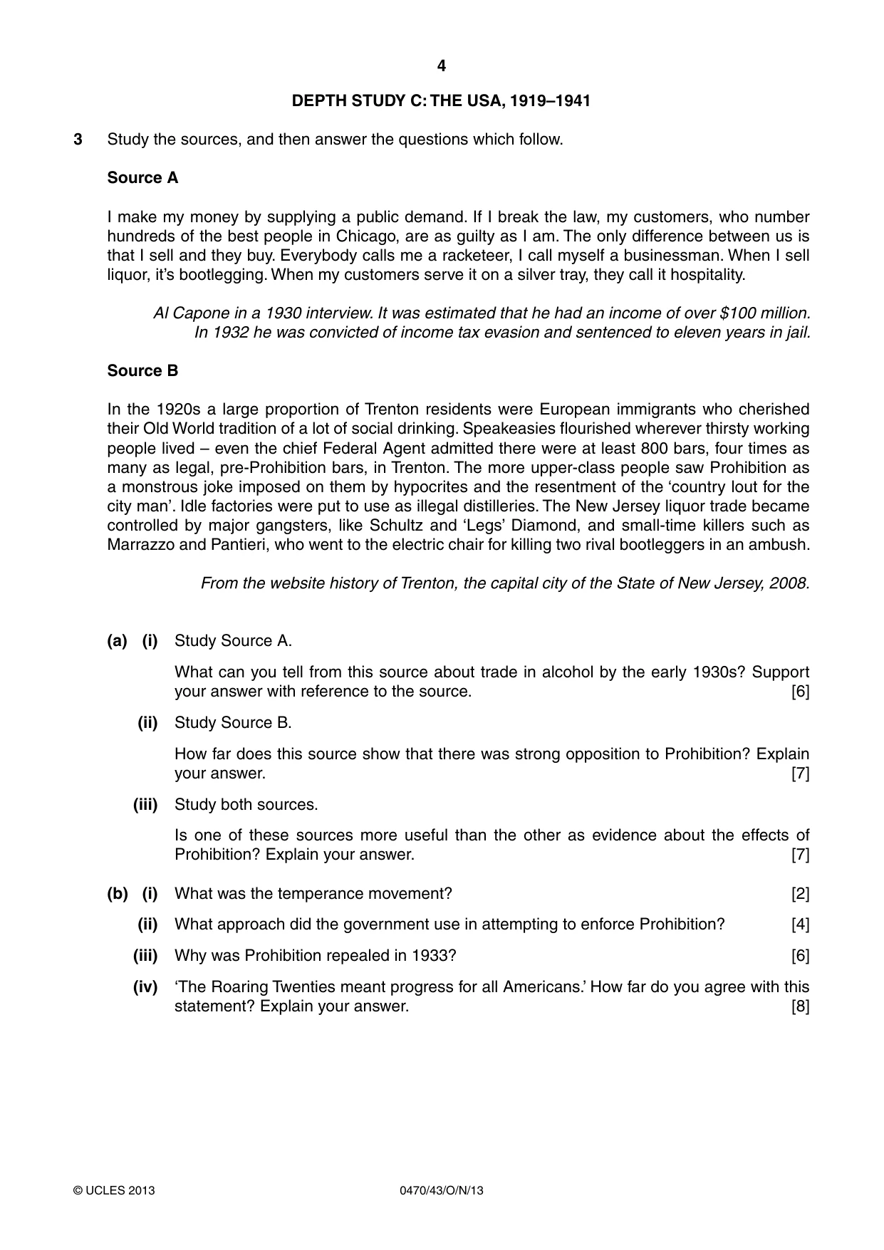 Cambridge IGCSE History 0470 2013 Oct/Nov Paper 4 · Variant 3 question paper, page 4 of 12