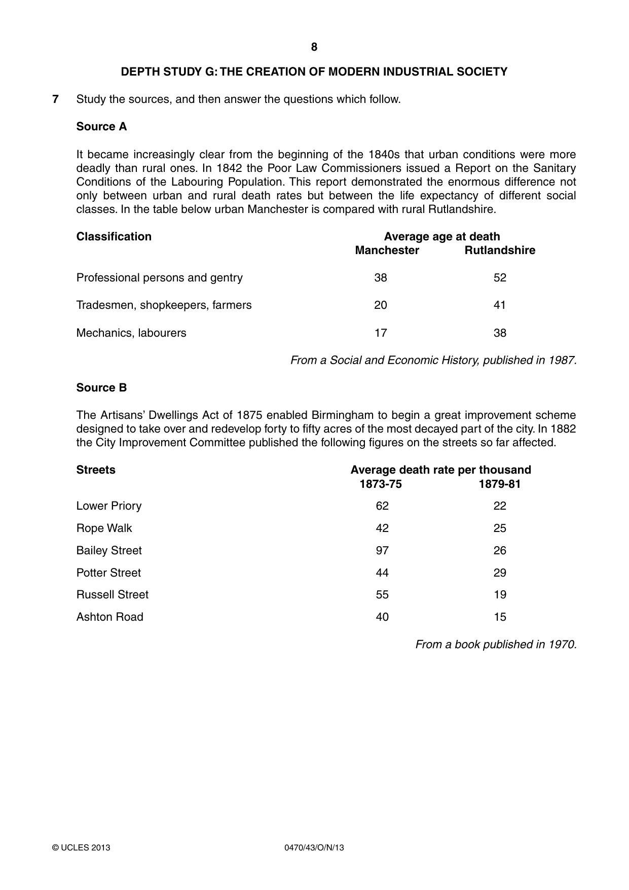 Cambridge IGCSE History 0470 2013 Oct/Nov Paper 4 · Variant 3 question paper, page 8 of 12