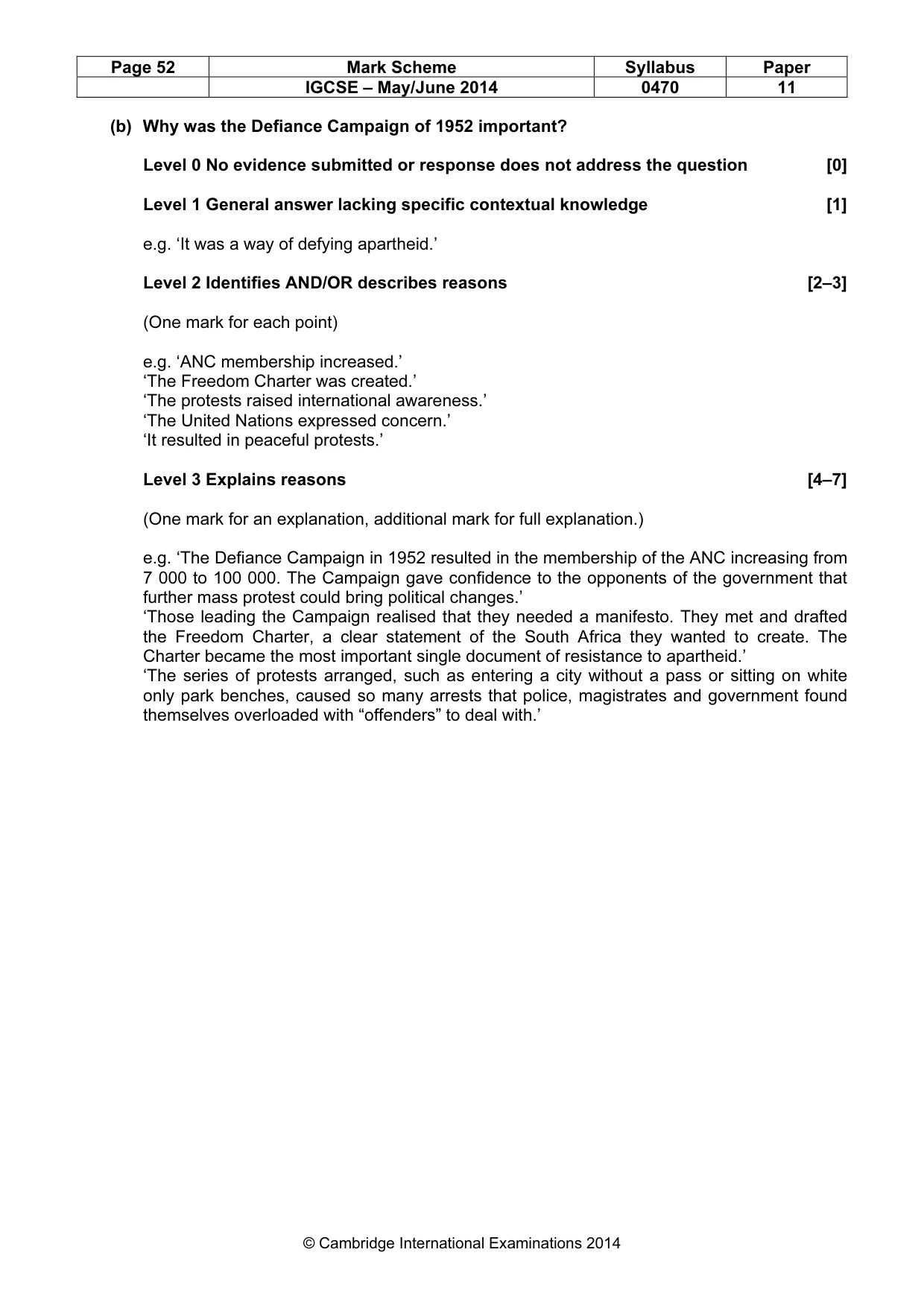 Mark scheme, page 52 of 77