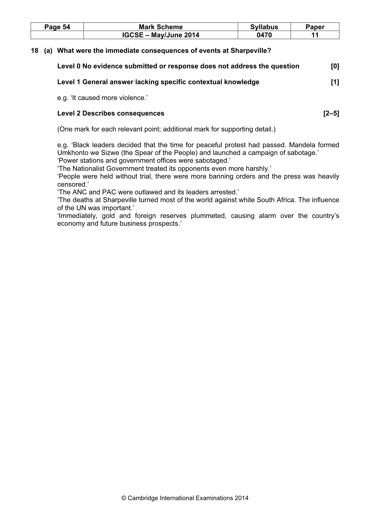 Mark scheme, page 54 of 77