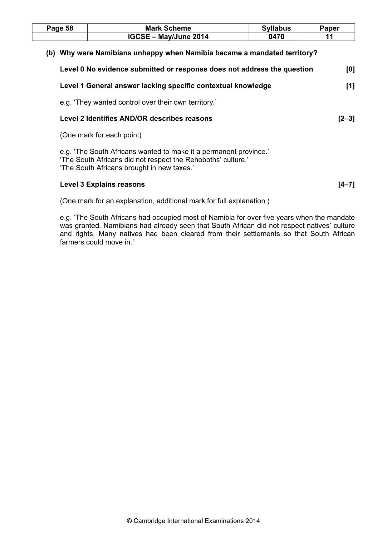 Mark scheme, page 58 of 77