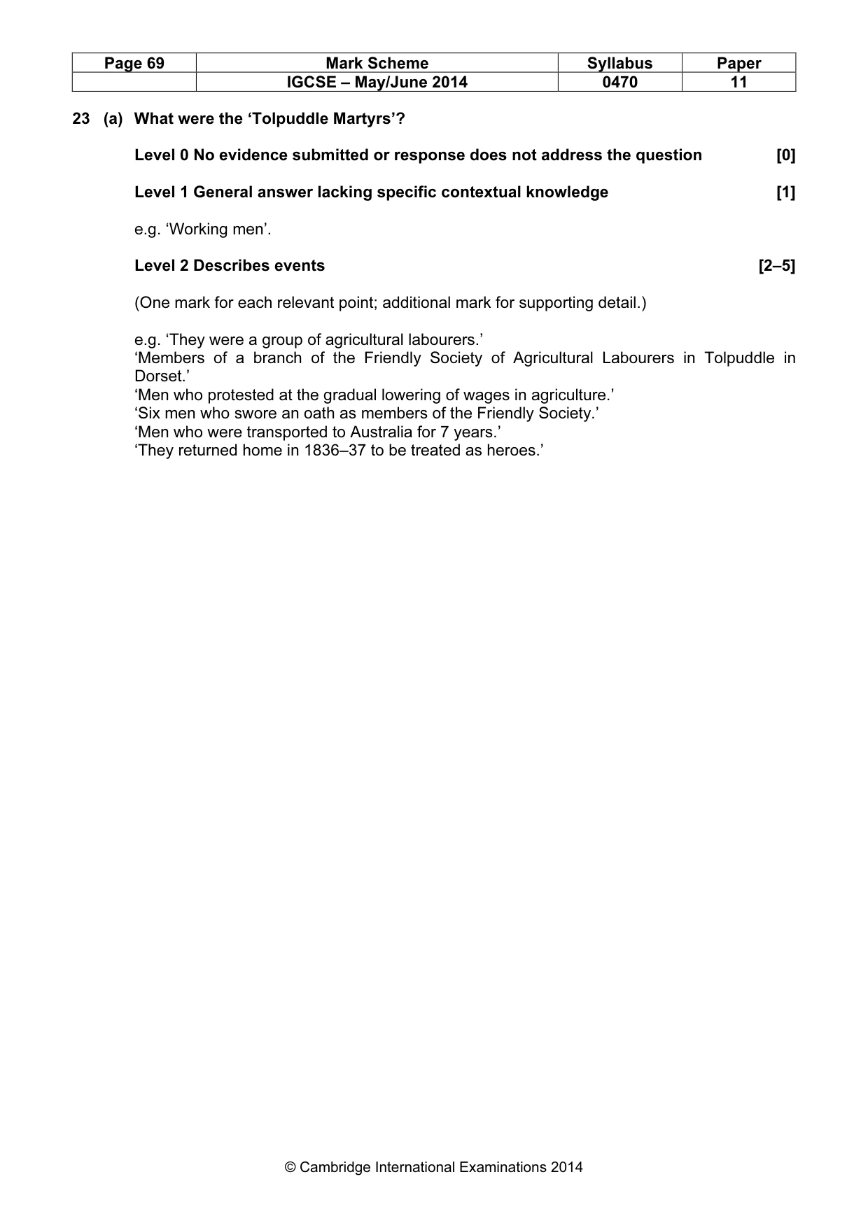 Mark scheme, page 69 of 77