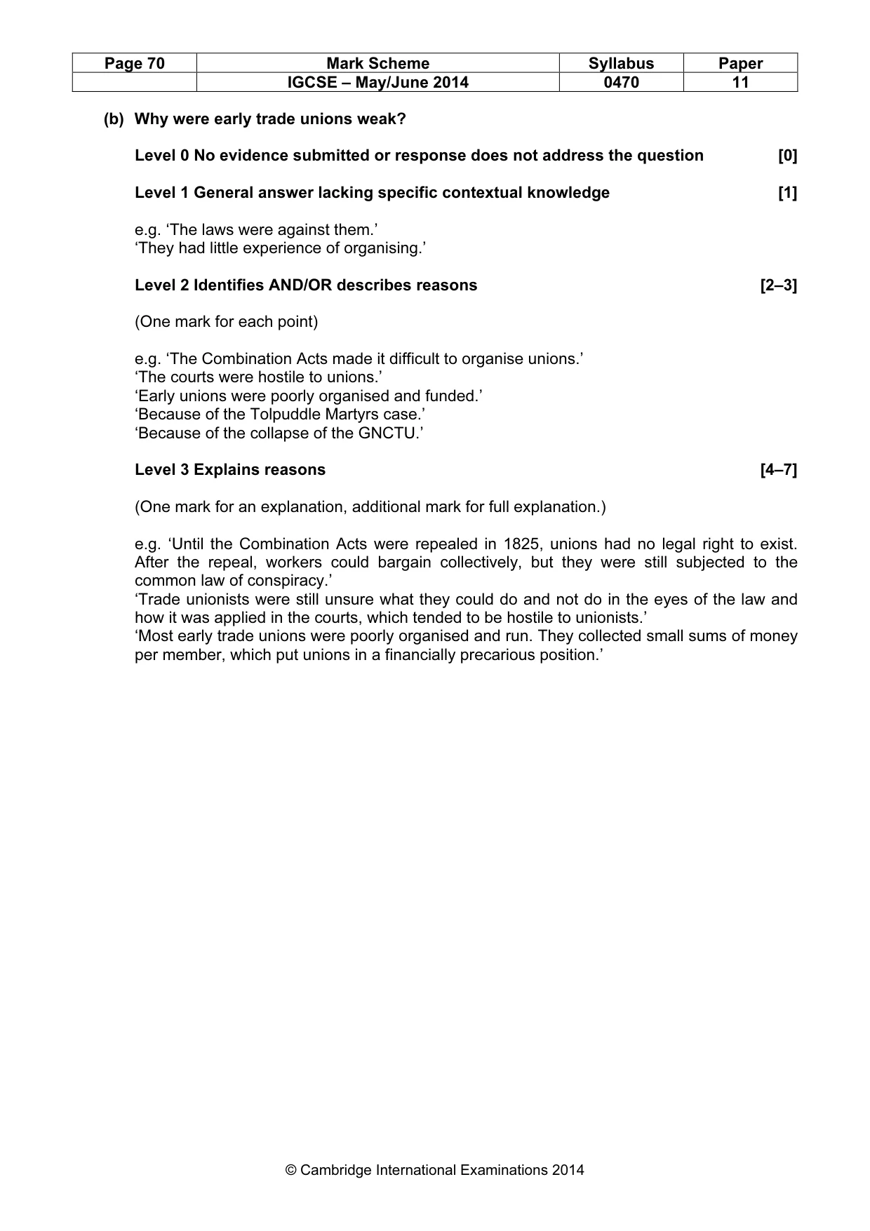 Mark scheme, page 70 of 77