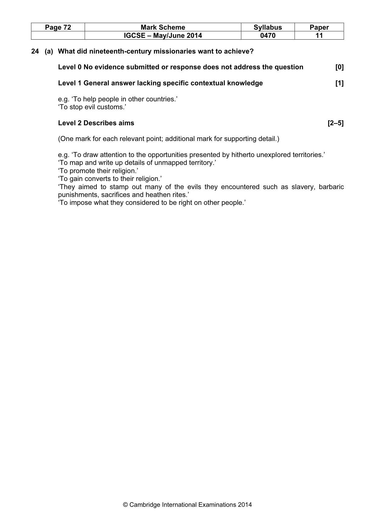Mark scheme, page 72 of 77