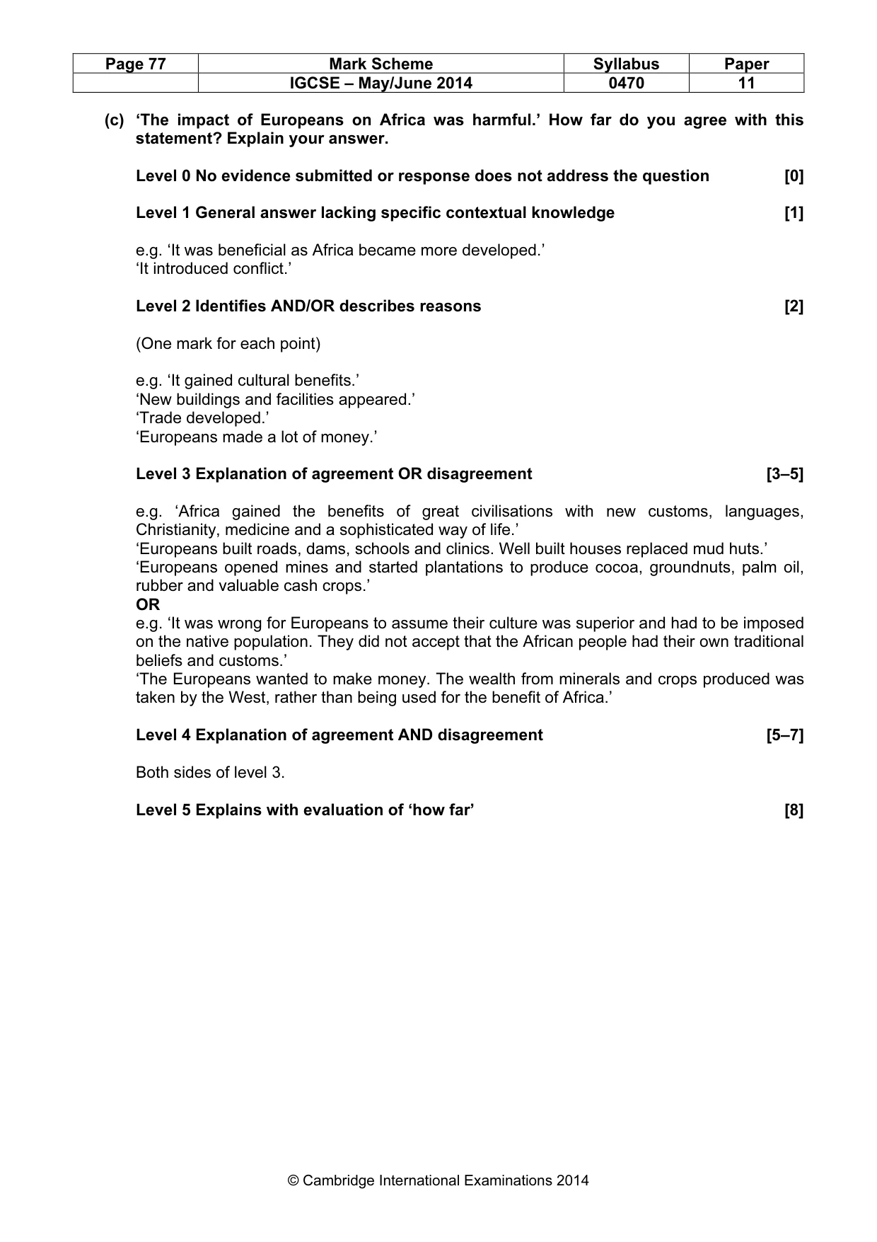Mark scheme, page 77 of 77