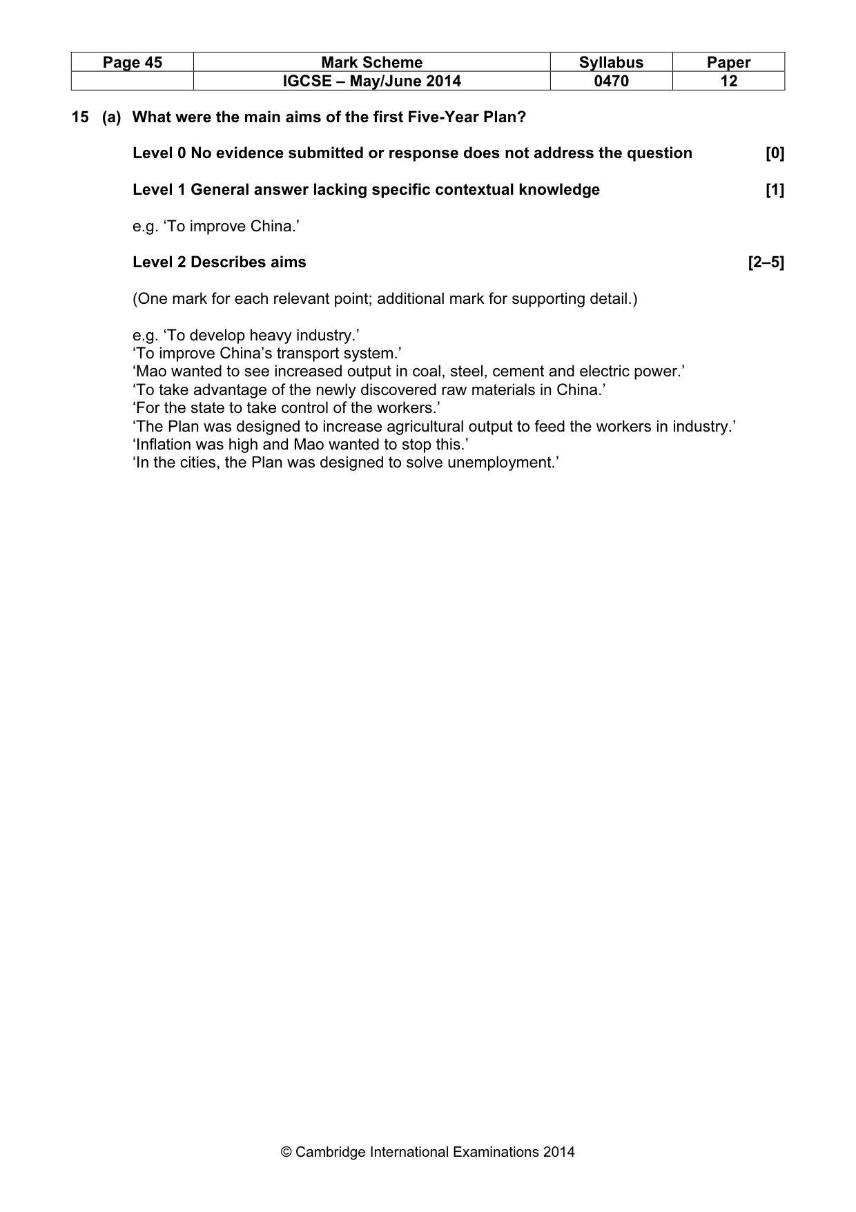 Mark scheme, page 45 of 77