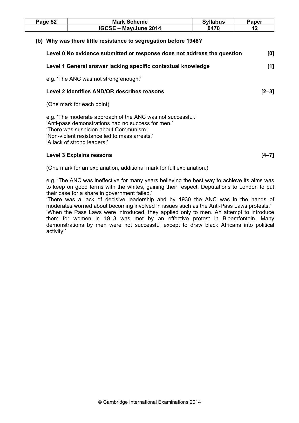 Mark scheme, page 52 of 77