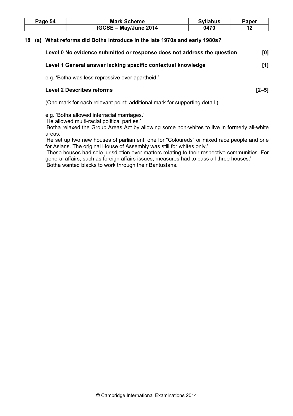 Mark scheme, page 54 of 77