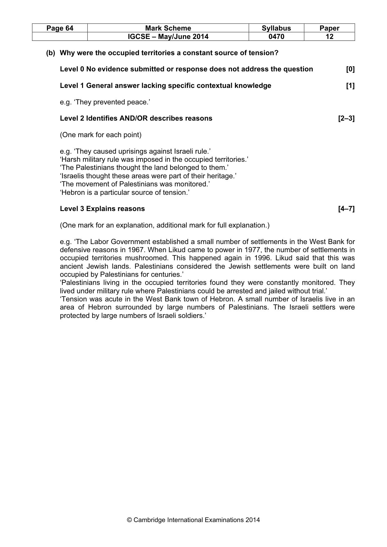 Mark scheme, page 64 of 77
