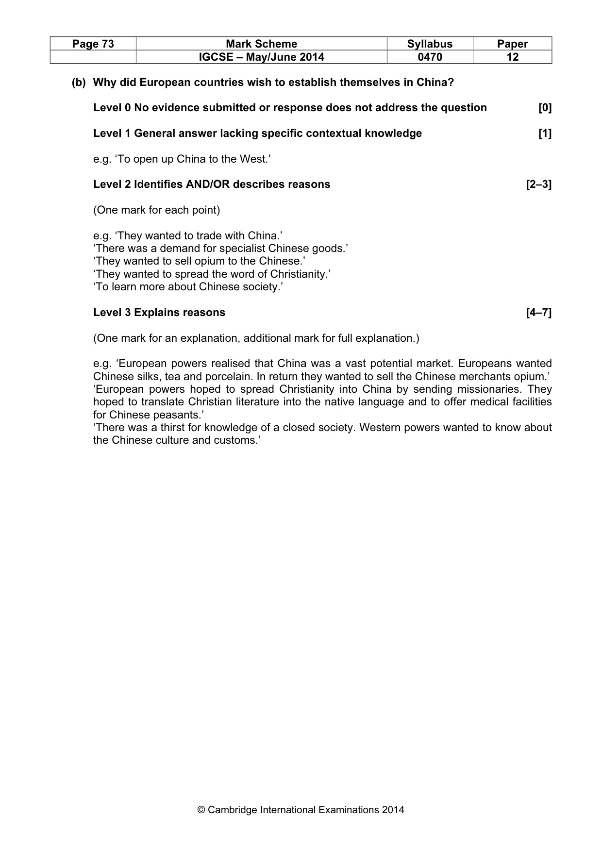 Mark scheme, page 73 of 77