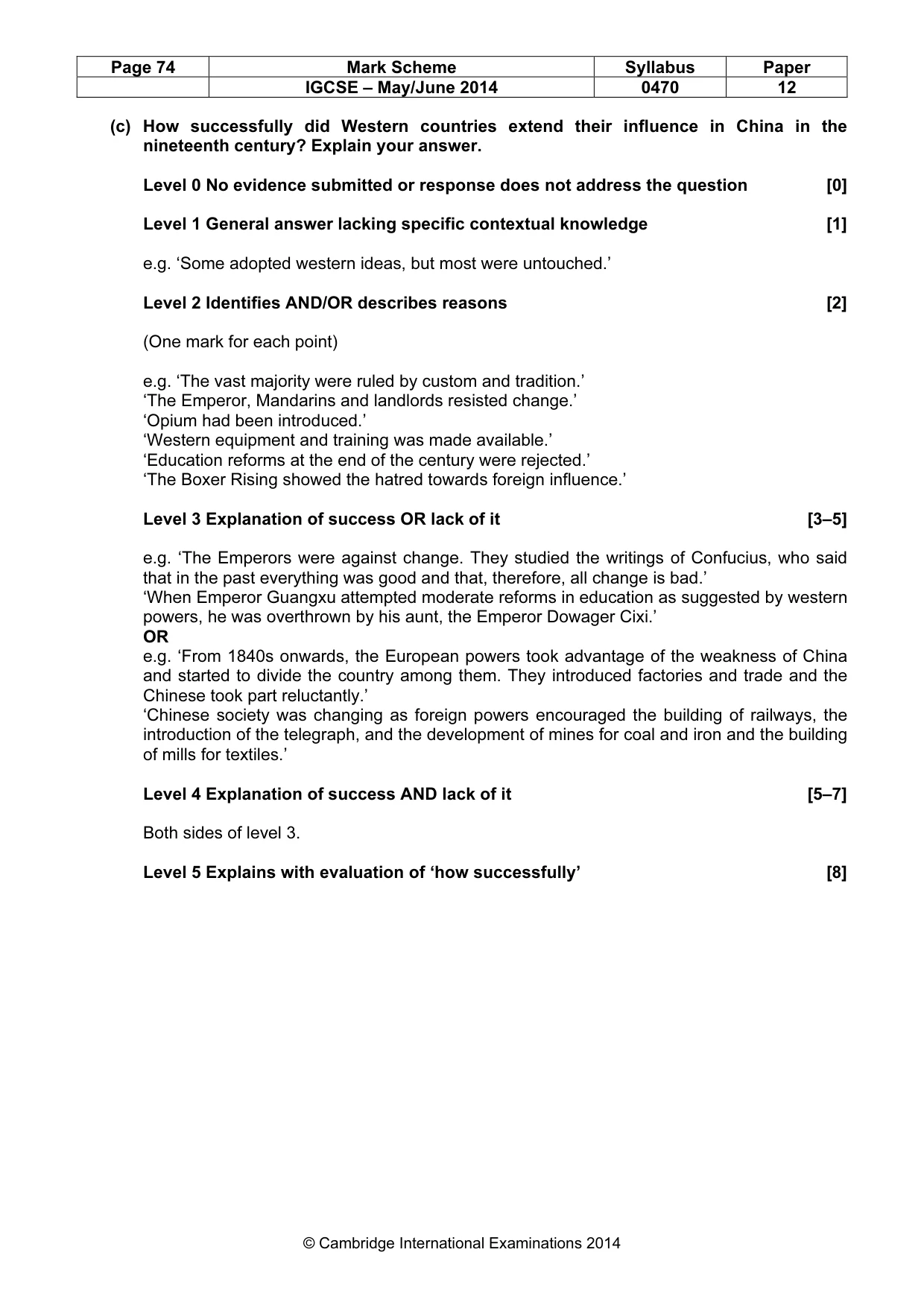 Mark scheme, page 74 of 77