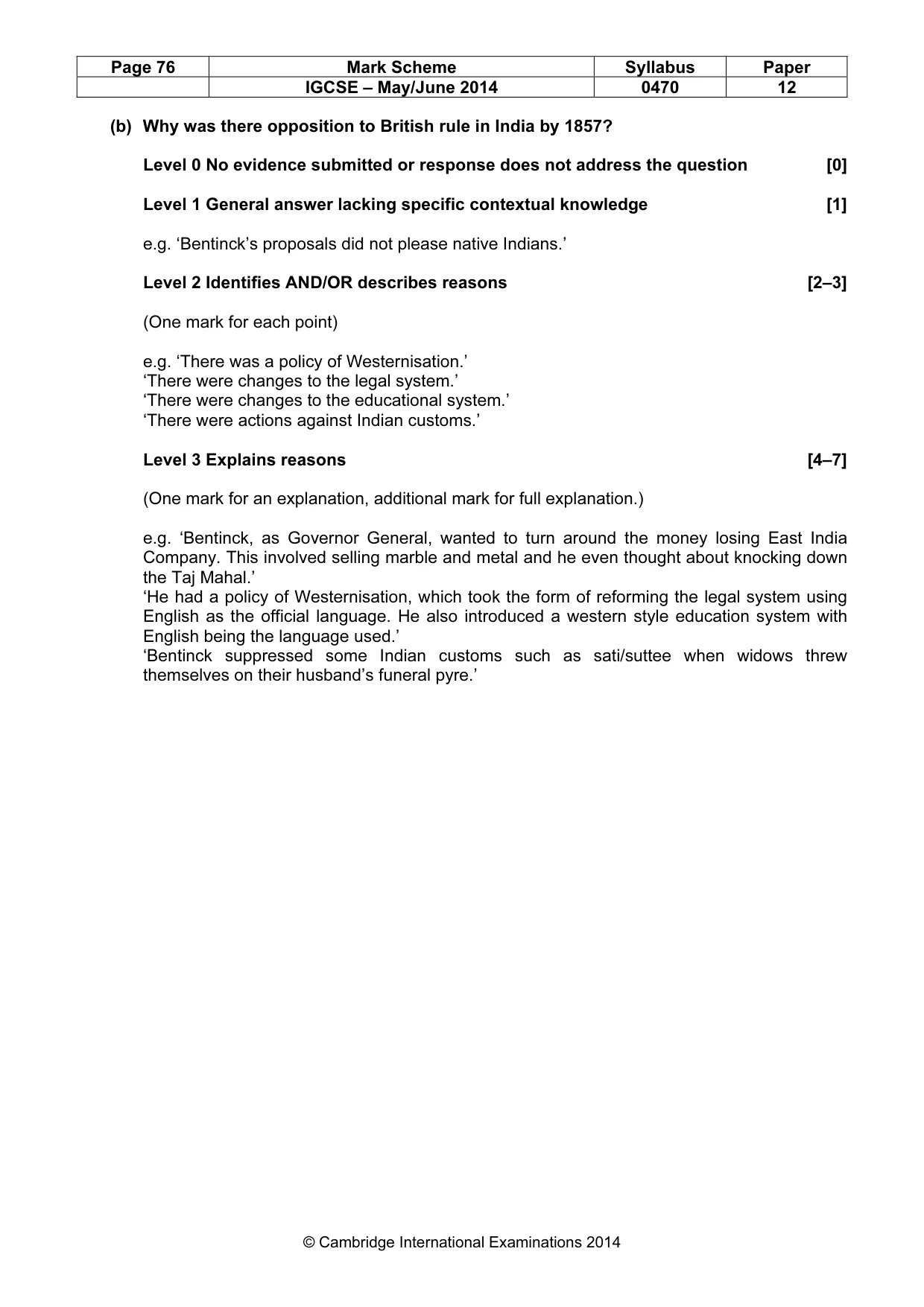 Mark scheme, page 76 of 77