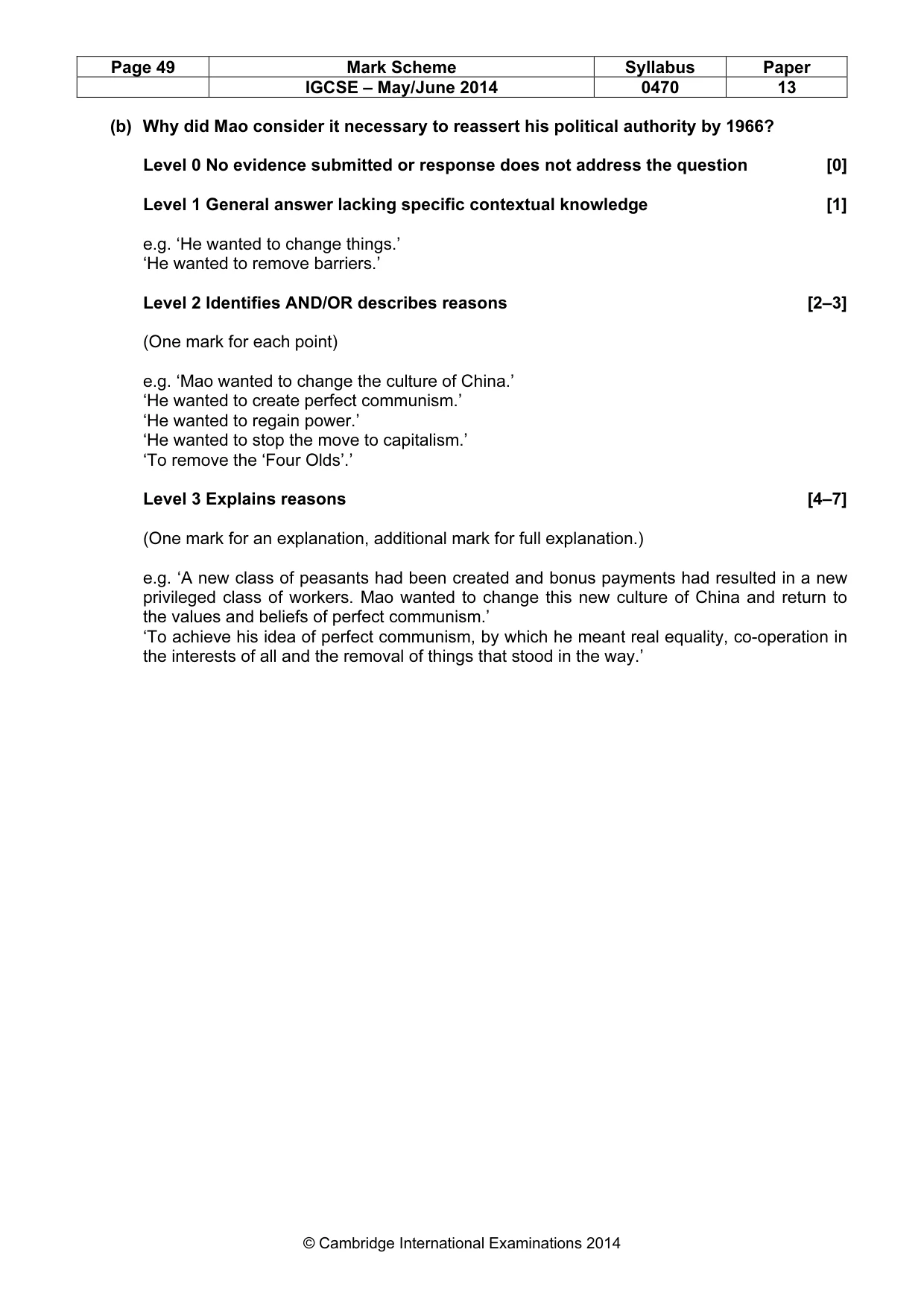 Mark scheme, page 49 of 77
